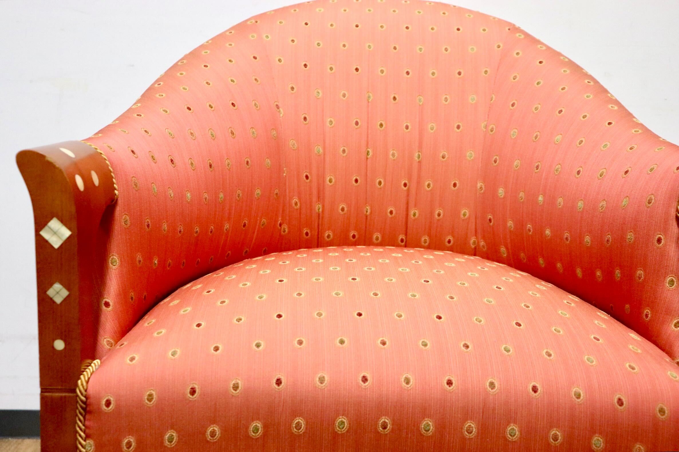 GMHK213○西洋アンティーク 1人掛けソファ シングルソファ アームチェア ファブリック モダン クイーンアン様式 クラシック ヨーロピアン