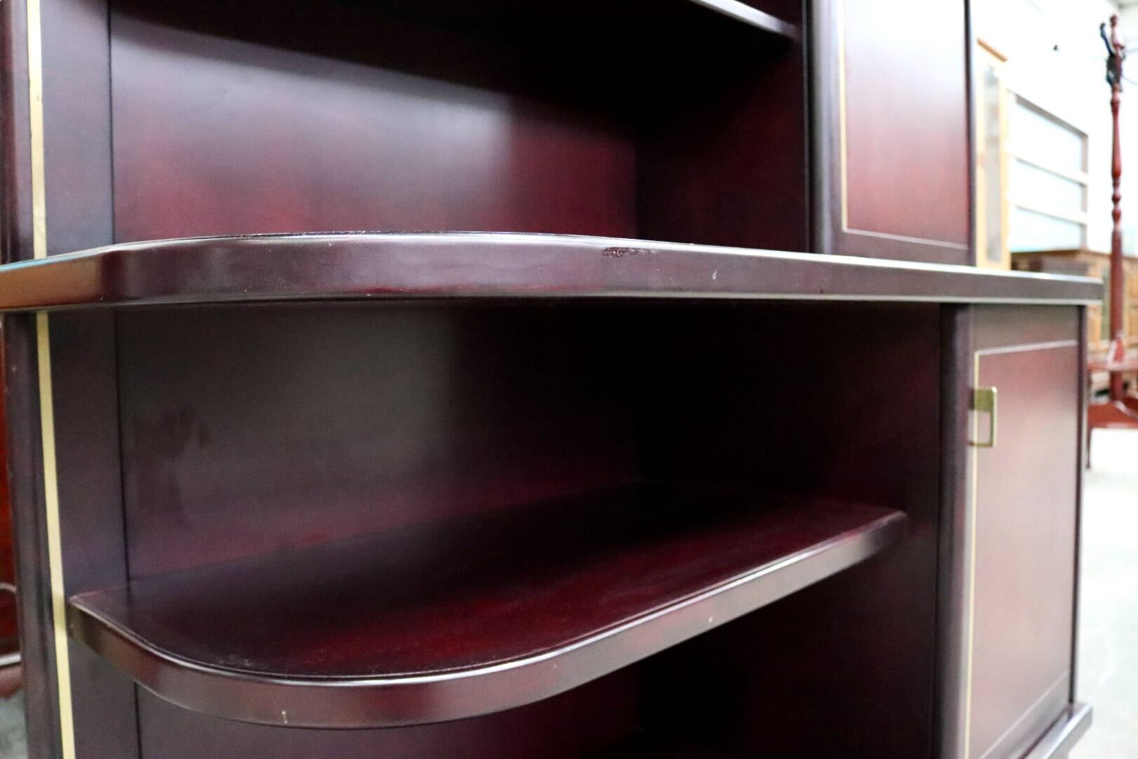 GMIK811B○モリシゲ / MORISHIGE キャビネット 飾り棚 本棚 リビング収納 オリーブ印 昭和レトロ 高級家具 ヴィンテージ