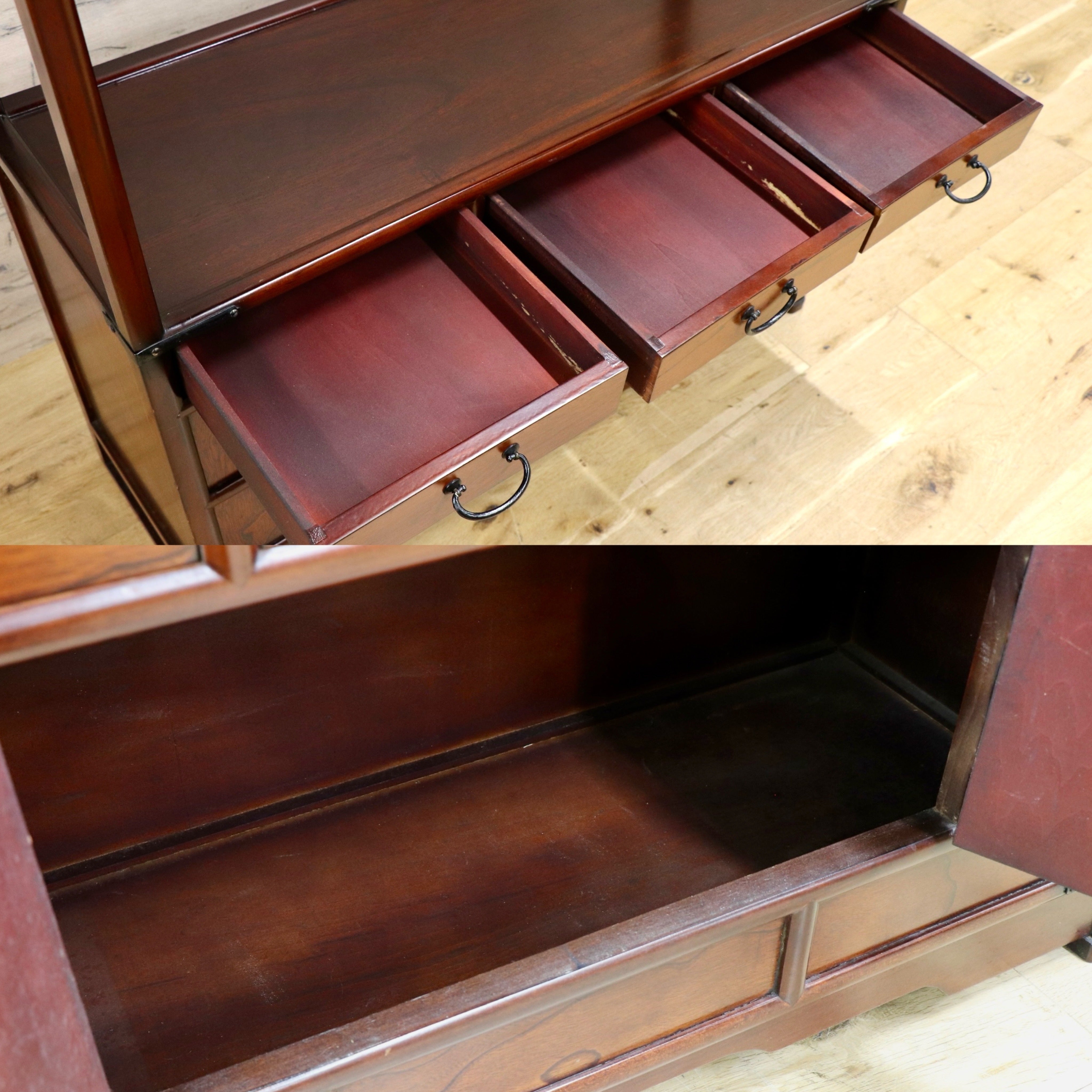 GMJK311○李朝家具 飾り棚 キャビネット 茶箪笥 茶棚 伝統工芸 アジアンアンティーク ヴィンテージ 民芸家具 古民家