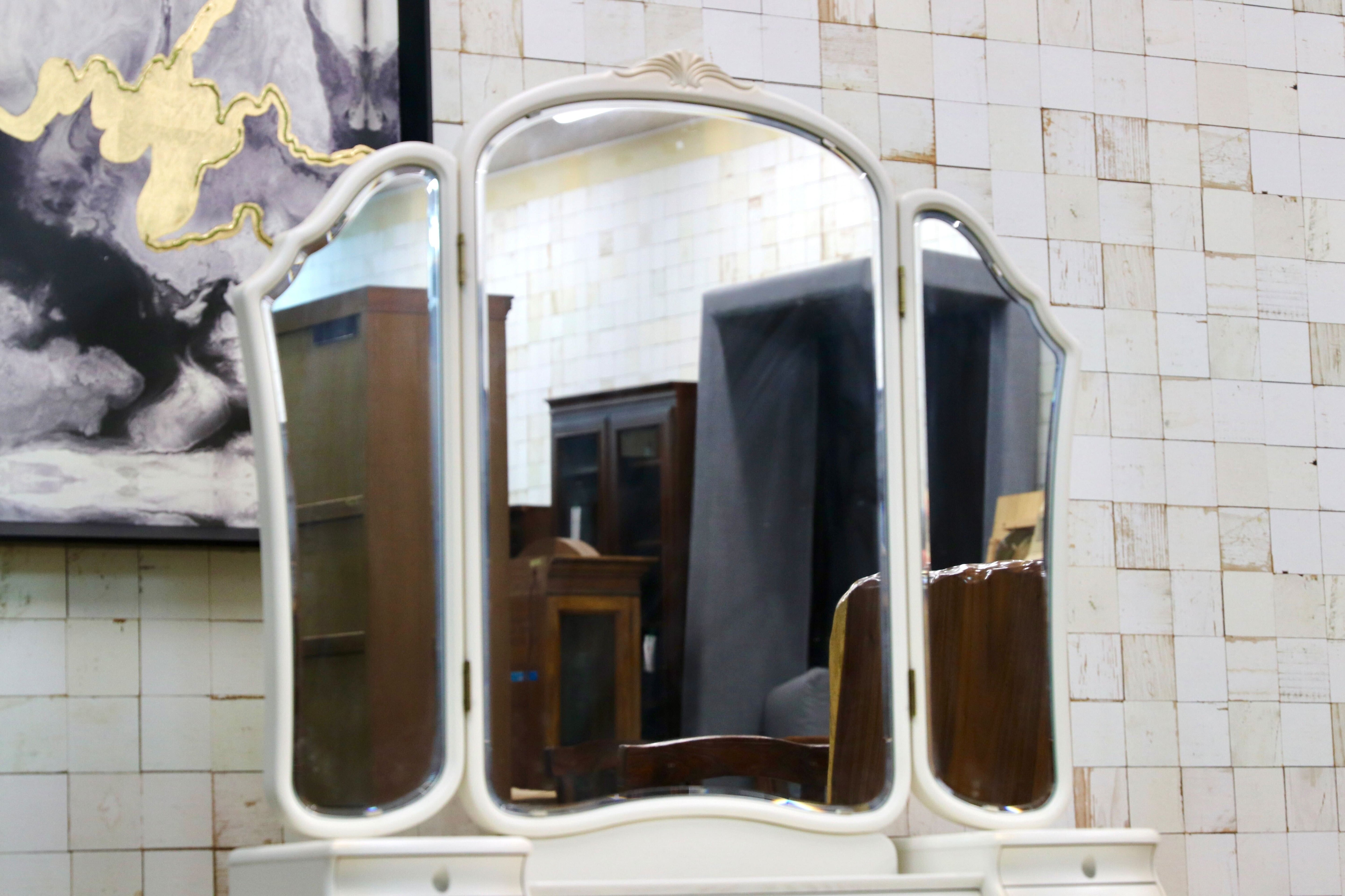 GMIS286○松永工房 Continue カンティーニュ ドレッサー 化粧台 鏡台 ホワイト シャビー エレガント IDC大塚家具