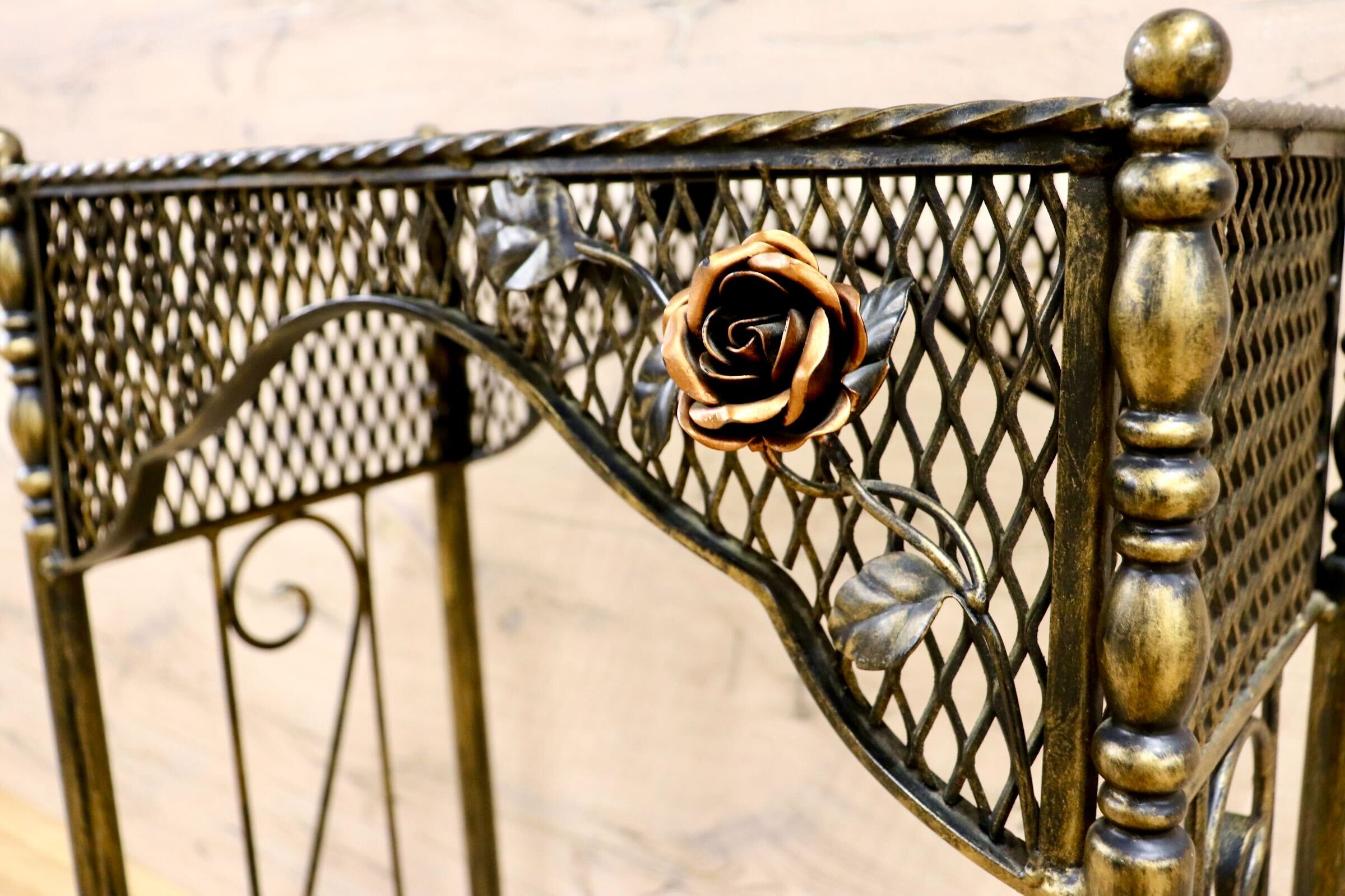 GMIK847E○アンティーク調 コンソールテーブル 花台 飾り台 電話台 玄関 アイアンラック 薔薇 ヴィンテージ レトロ インテリア