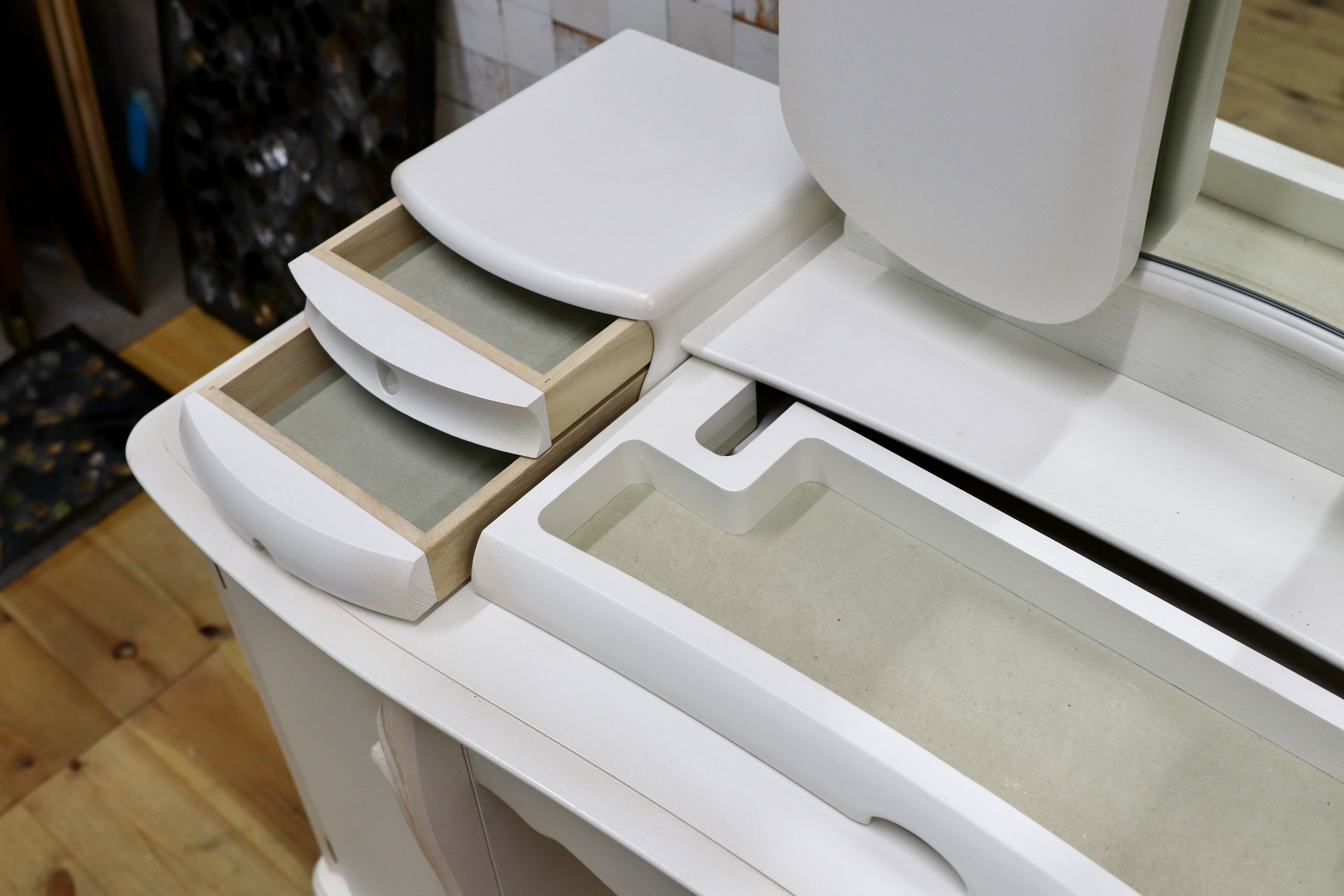 GMIS286○松永工房 Continue カンティーニュ ドレッサー 化粧台 鏡台 ホワイト シャビー エレガント IDC大塚家具