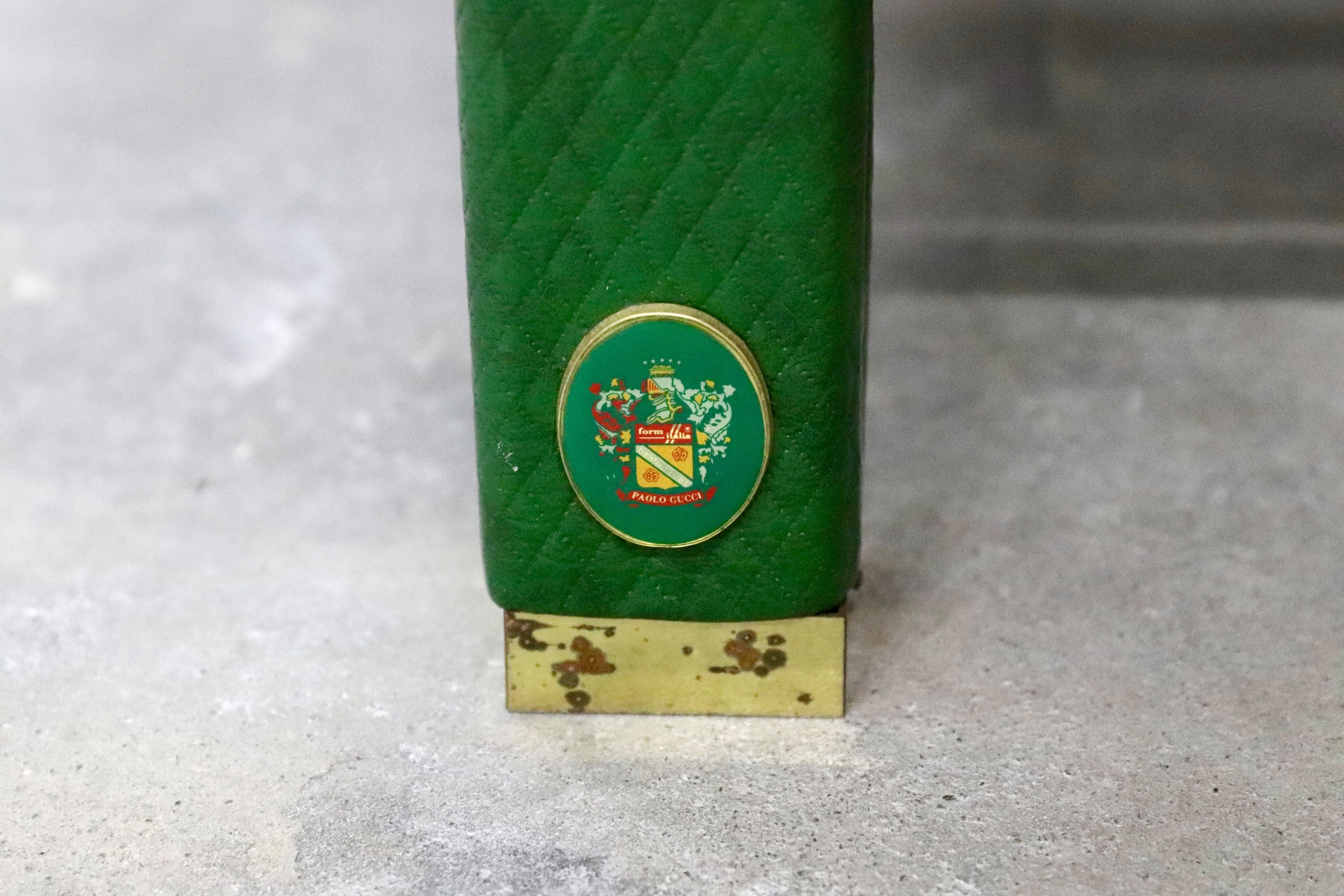 GMIS71○PAOLO GUCCI / パオログッチ センターテーブル リビングテーブル 応接机 ガラステーブル 革張り イタリア 最高峰 約75万