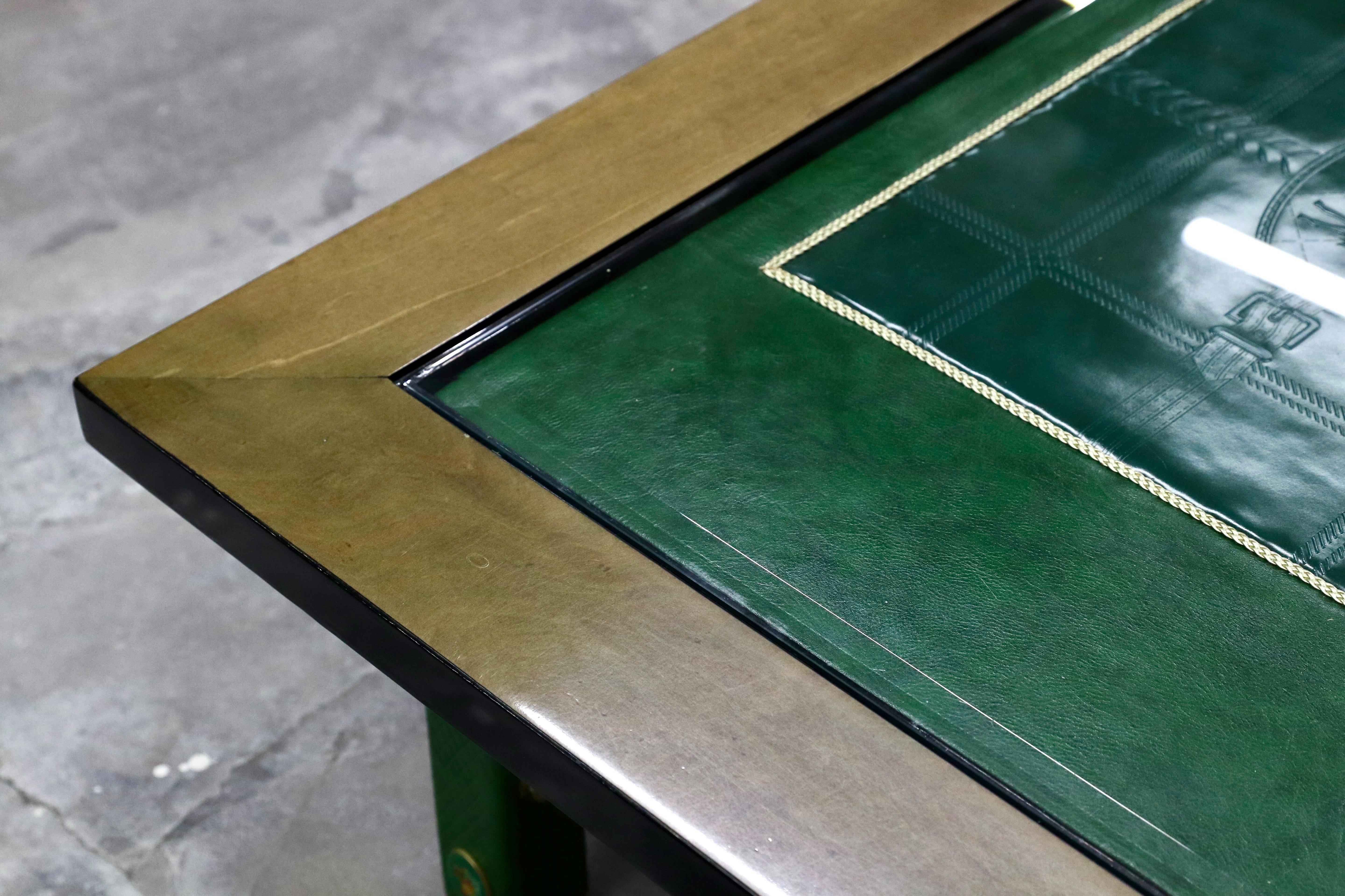 GMIS71○PAOLO GUCCI / パオログッチ センターテーブル リビングテーブル 応接机 ガラステーブル 革張り イタリア 最高峰 約75万