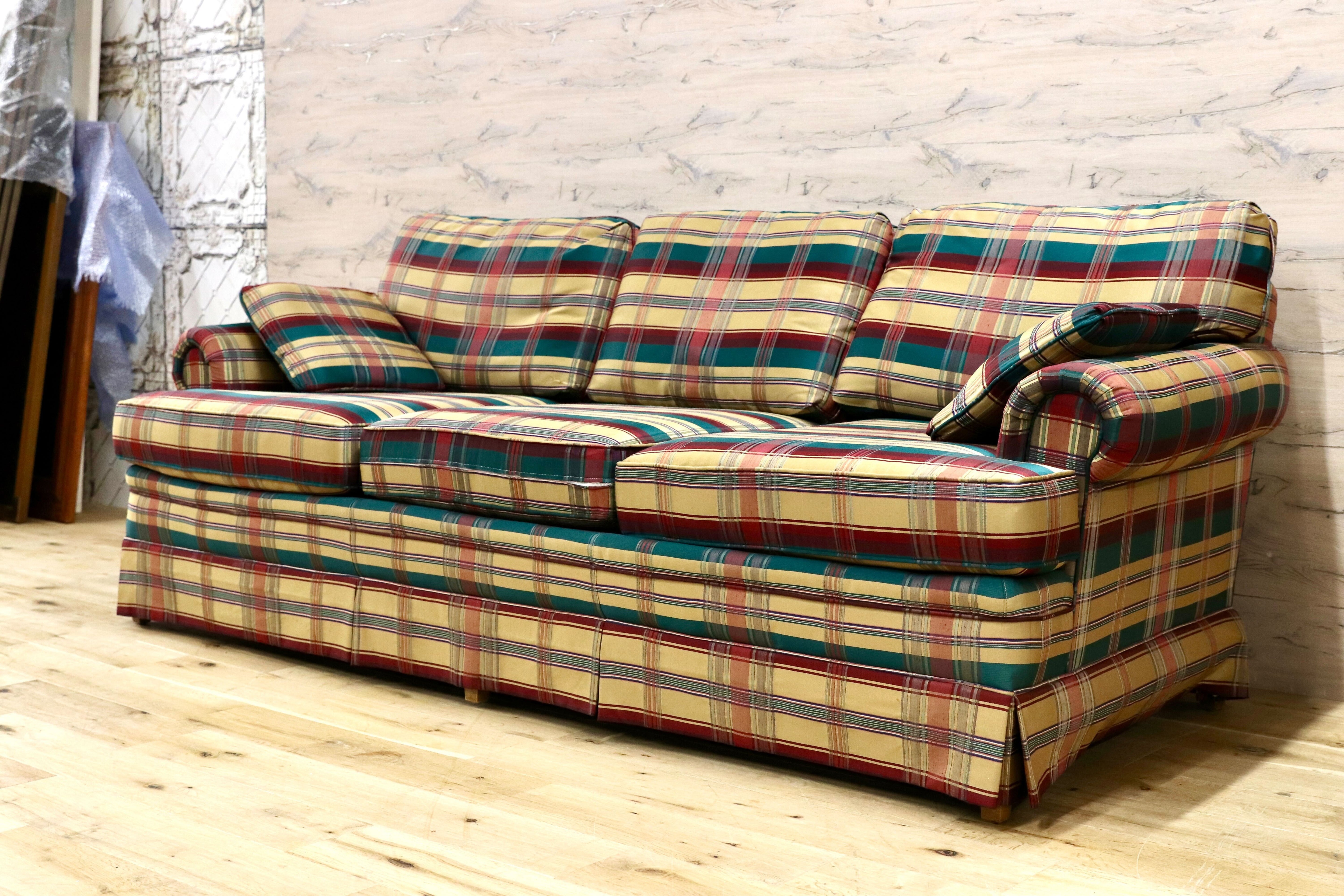 GMJH4○Heritage Furniture / ヘリテージファニチャー スリーパー タータンチェック アメリカンクラシック トラディショナル ヴィンテージ