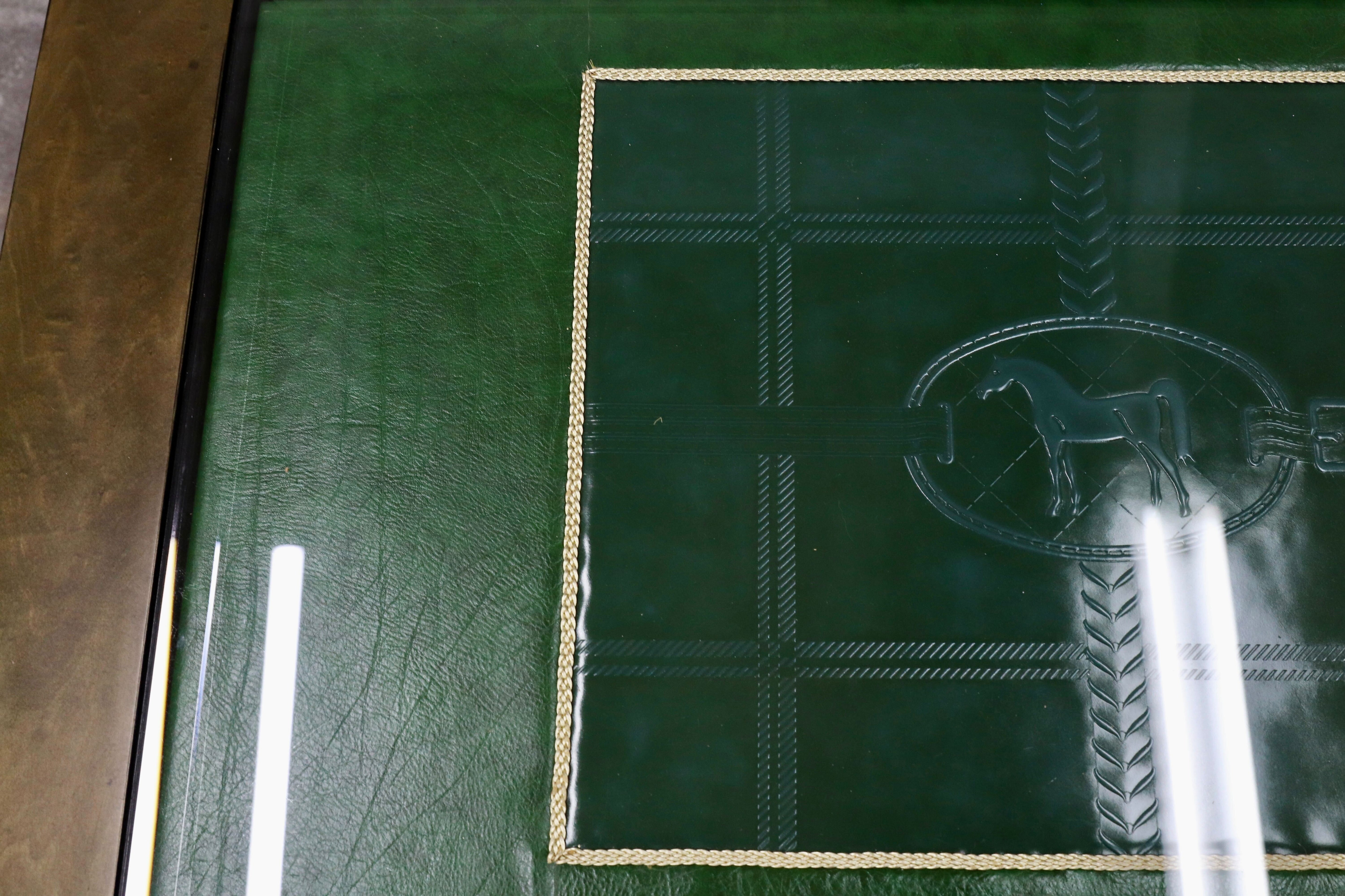 GMIS71○PAOLO GUCCI / パオログッチ センターテーブル リビングテーブル 応接机 ガラステーブル 革張り イタリア 最高峰 約75万