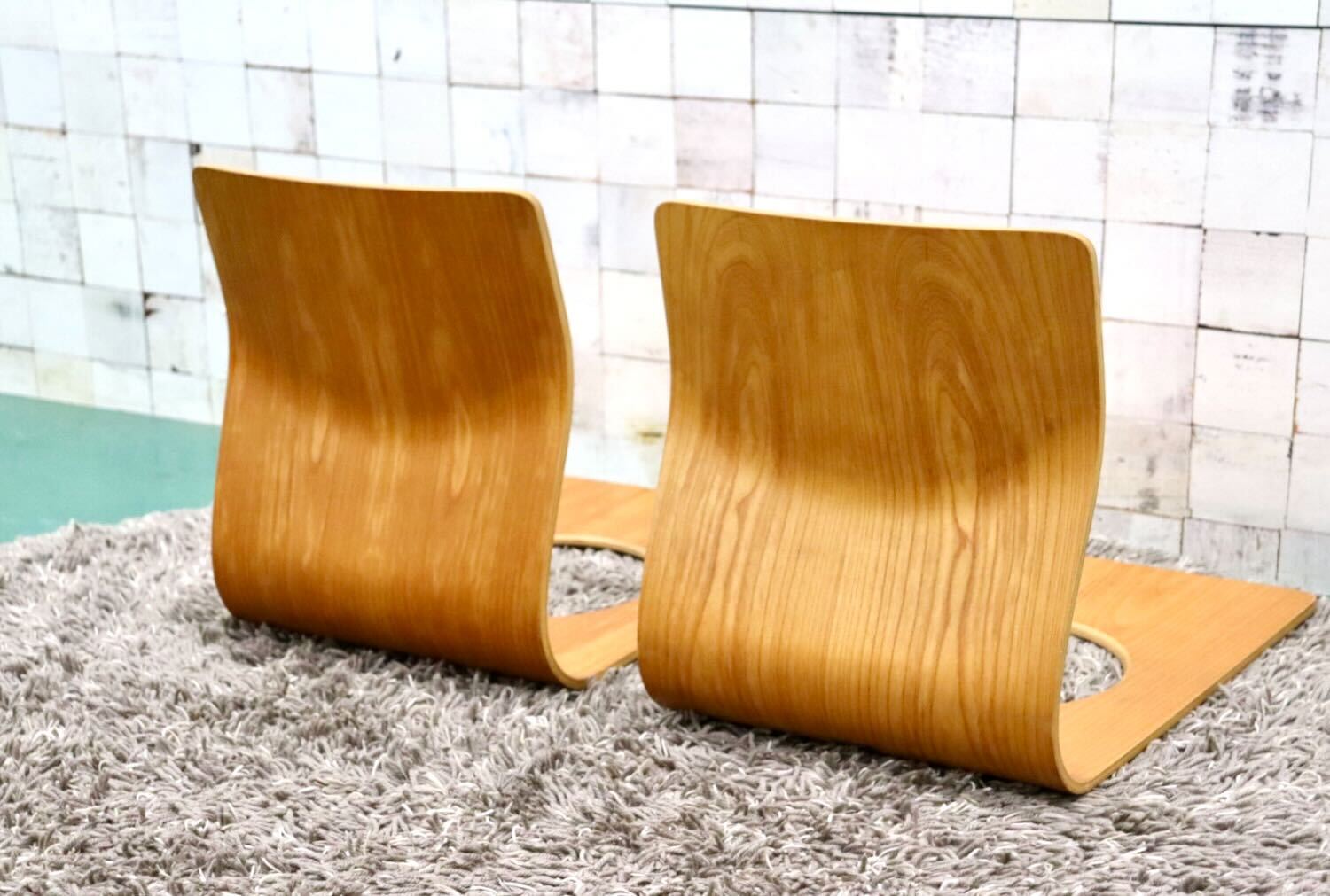 高級品 天童木工 木製 座椅子 2脚セット 藤森健次 曲げ木 名作椅子 