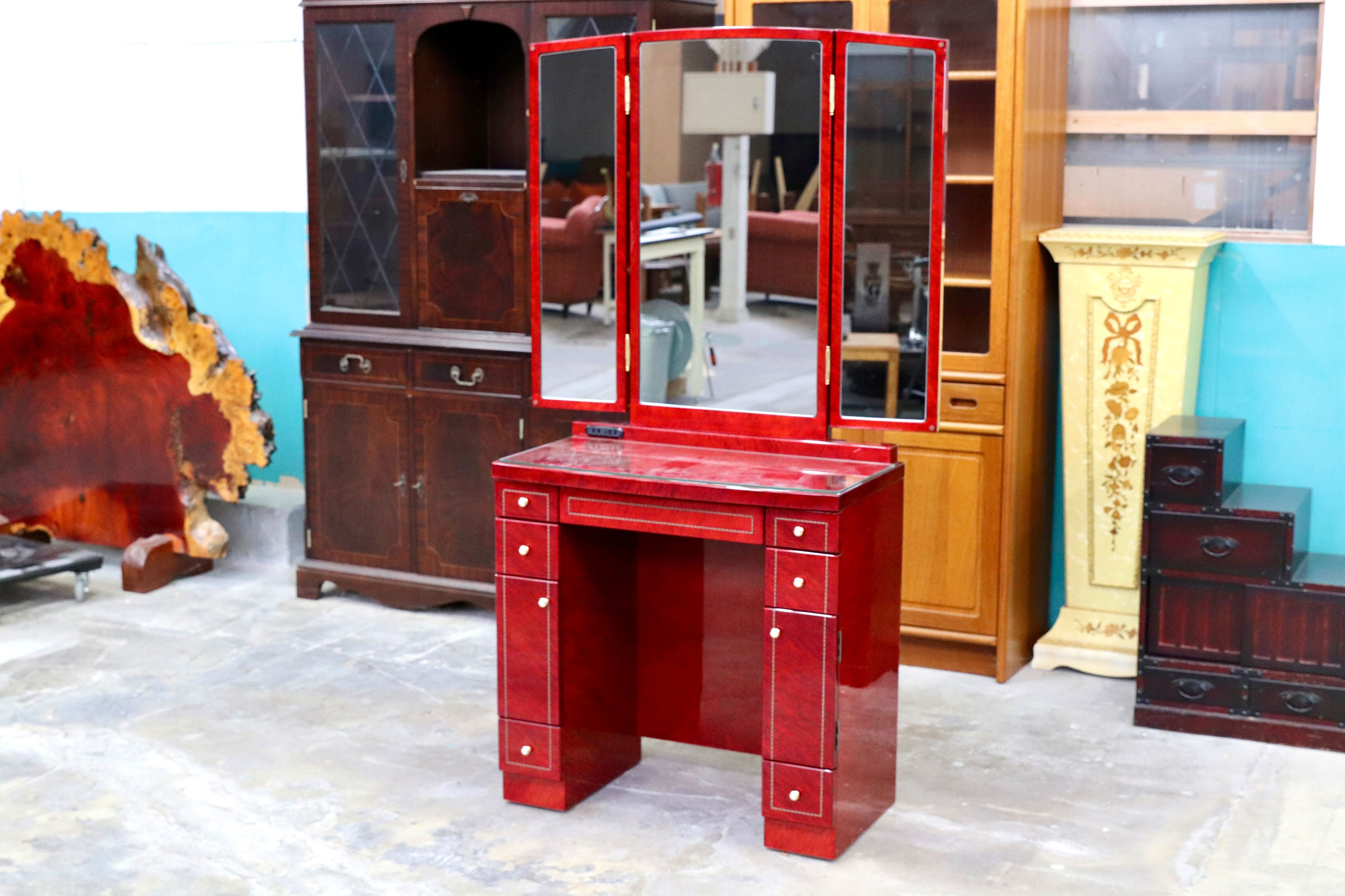 GMIK549○ドレッサー 三面鏡 化粧台 クラシック エレガント 高級家具 美品 検）松田三郎商店 北谷家具