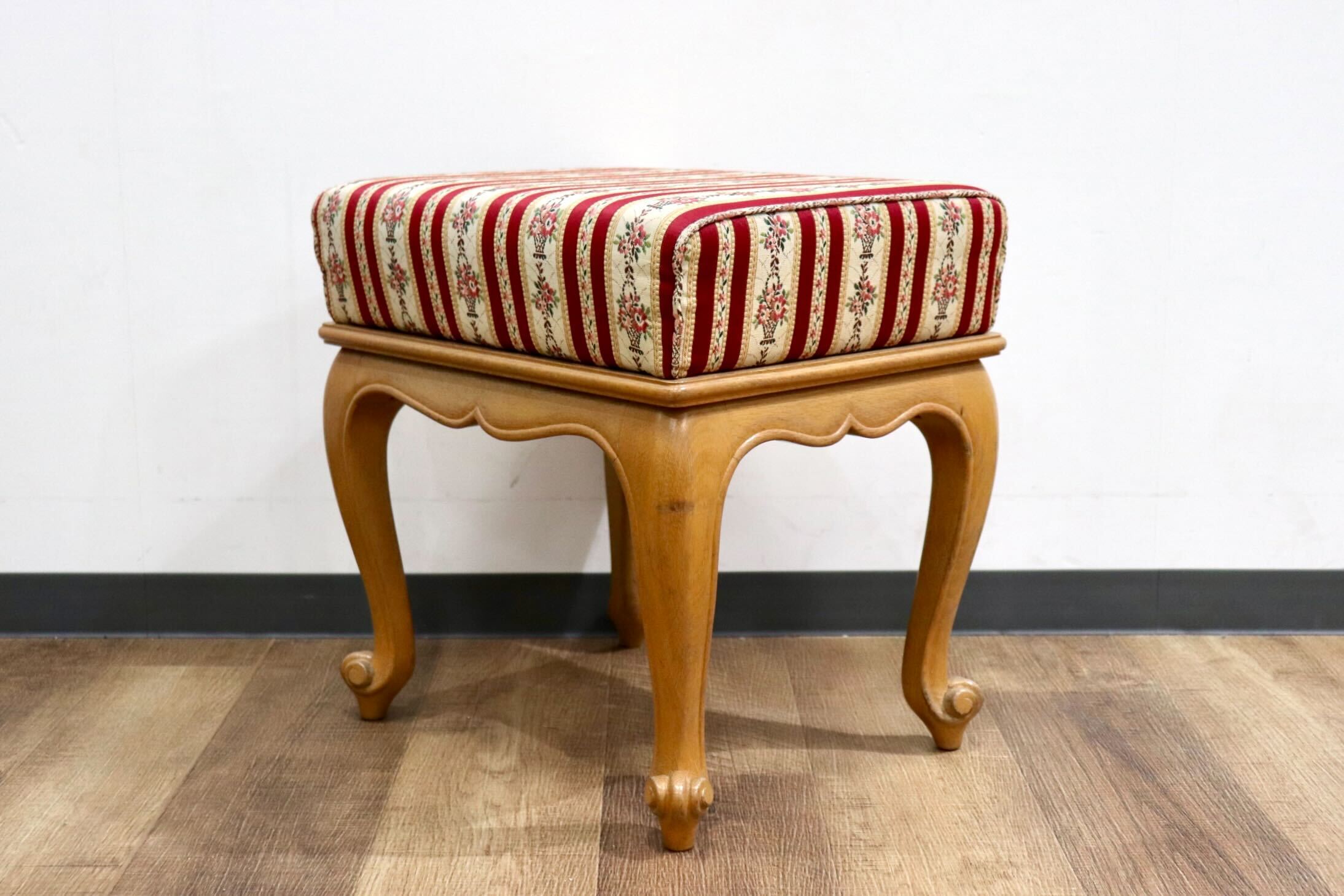 GMHK844○西洋 アンティーク スツール オットマン 猫脚 ファブリック クラシック ヨーロピアン