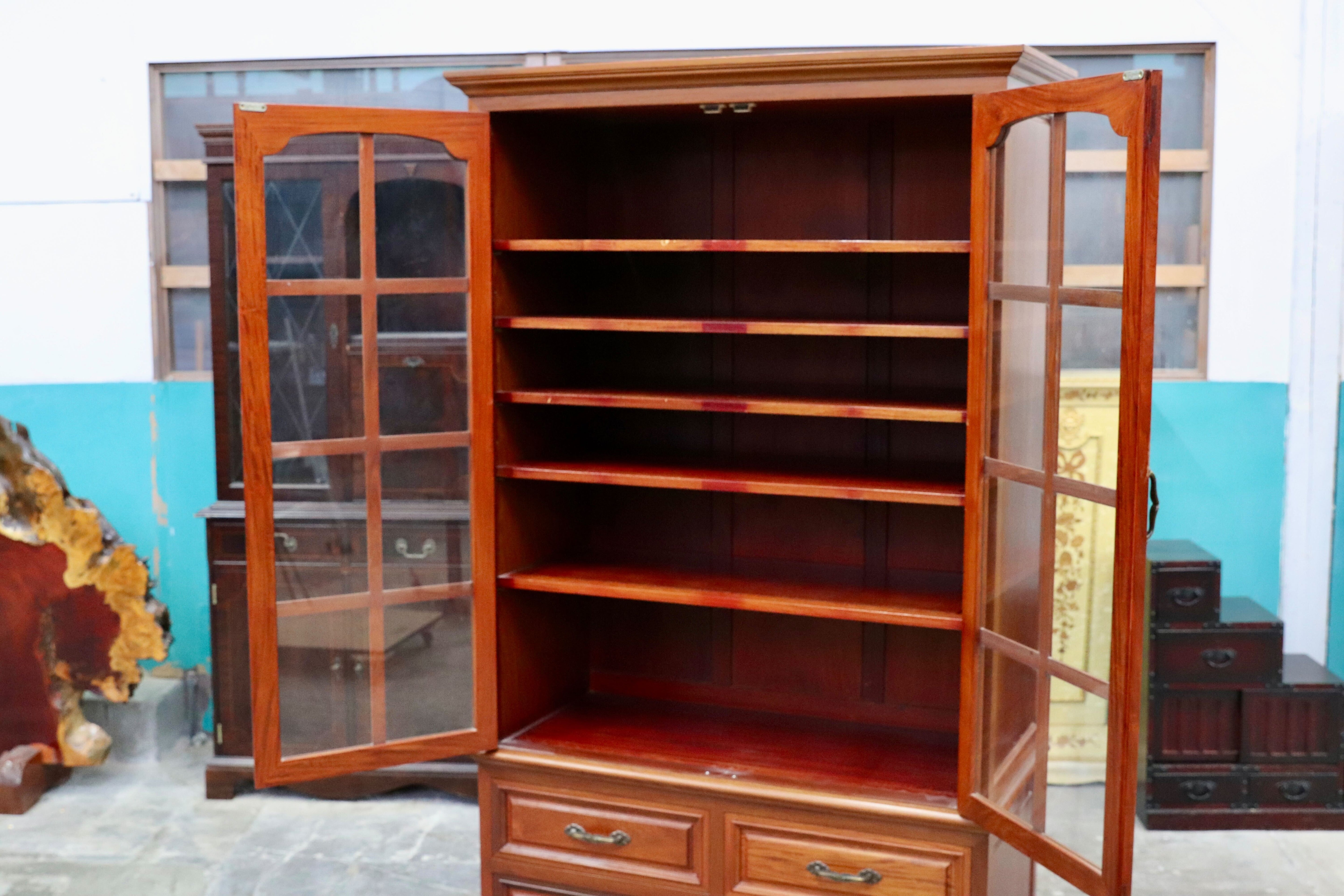 GMIS287○中国美術 唐木家具 高級家具 本棚 書棚 飾り棚 キャビネット ブックキャビネット 書斎 棚 民藝 アンティーク