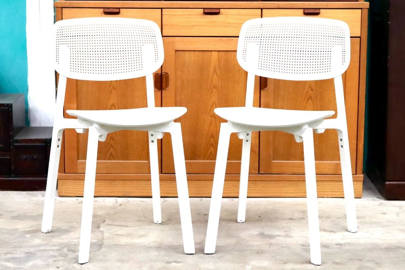 GMIS275F○KRISTALIA / クリスタリア COLANDER ダイニングチェア 椅子 2脚セット スタッキング モダン イタリア 白 展示品 定価約10万