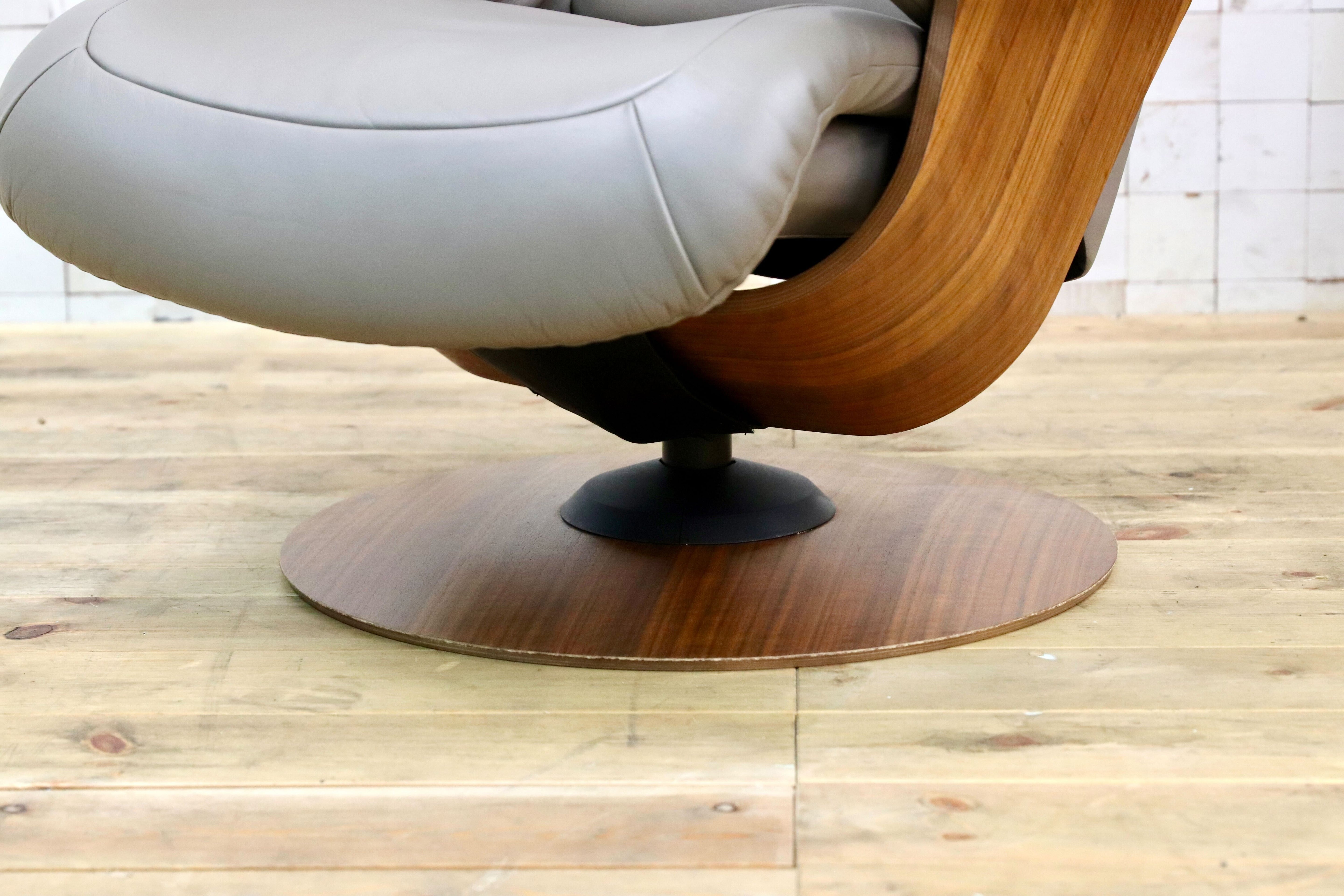 GMIK545○karimoku / カリモク THE FRIST ザファースト リクライニングチェア パーソナルチェア 本革 グレー RU7350 定価33.66万