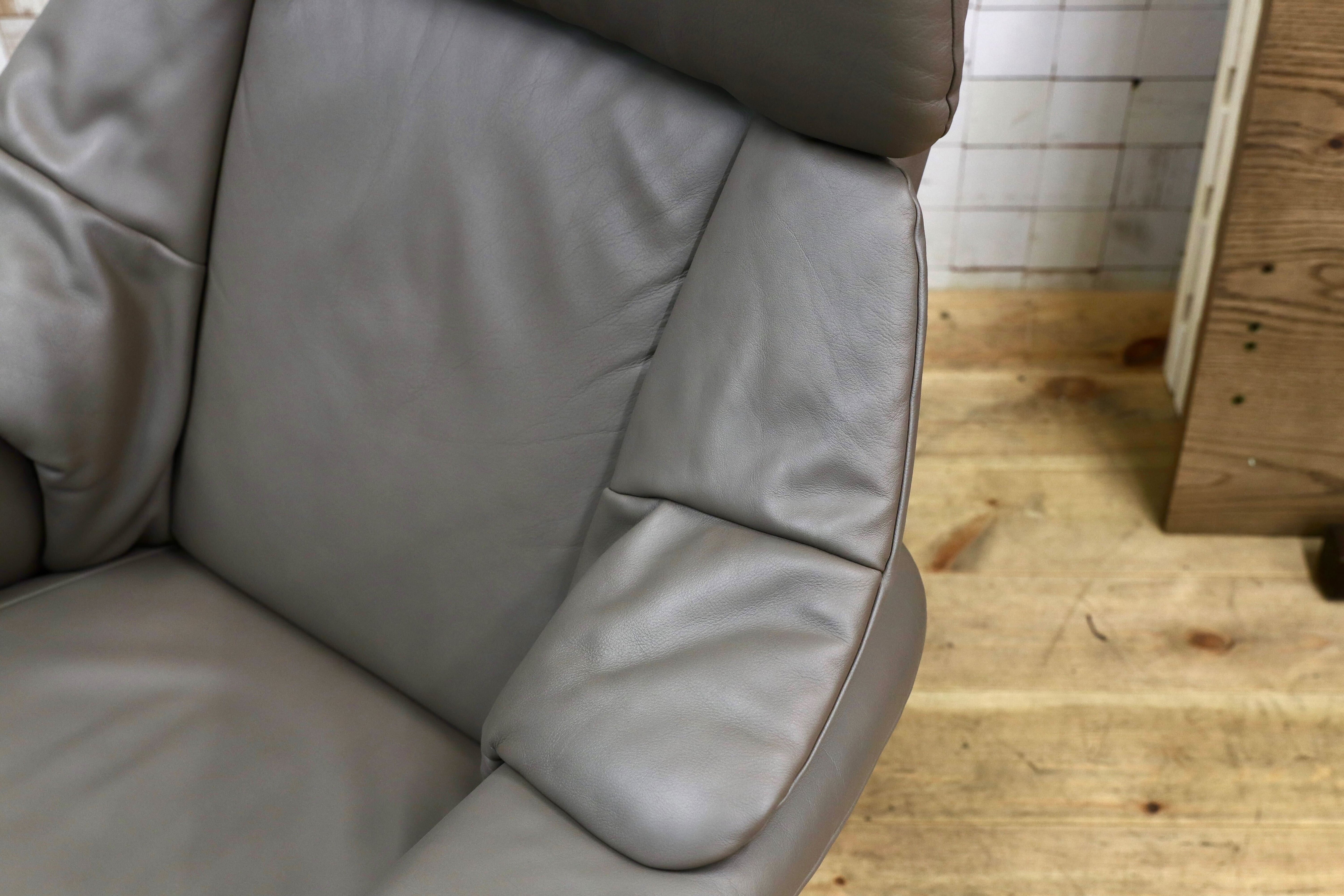 GMIK545○karimoku / カリモク THE FRIST ザファースト リクライニングチェア パーソナルチェア 本革 グレー RU7350 定価33.66万