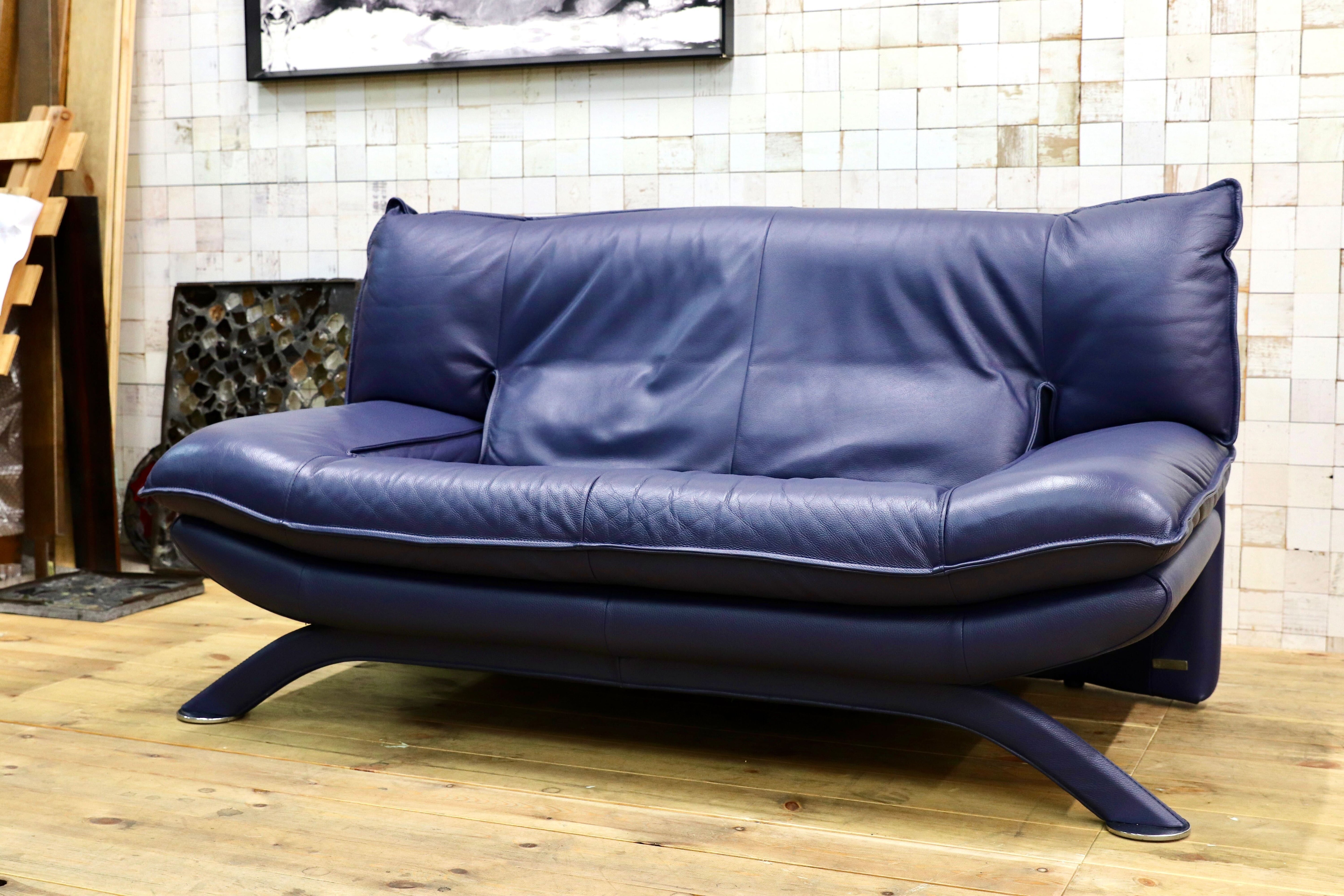 GMIS276A○NICOLETTI / ニコレッティ Dream 2人掛けソファ ラブソファ ブルー 2シーター イタリアモダン 約50万 本革 レザー