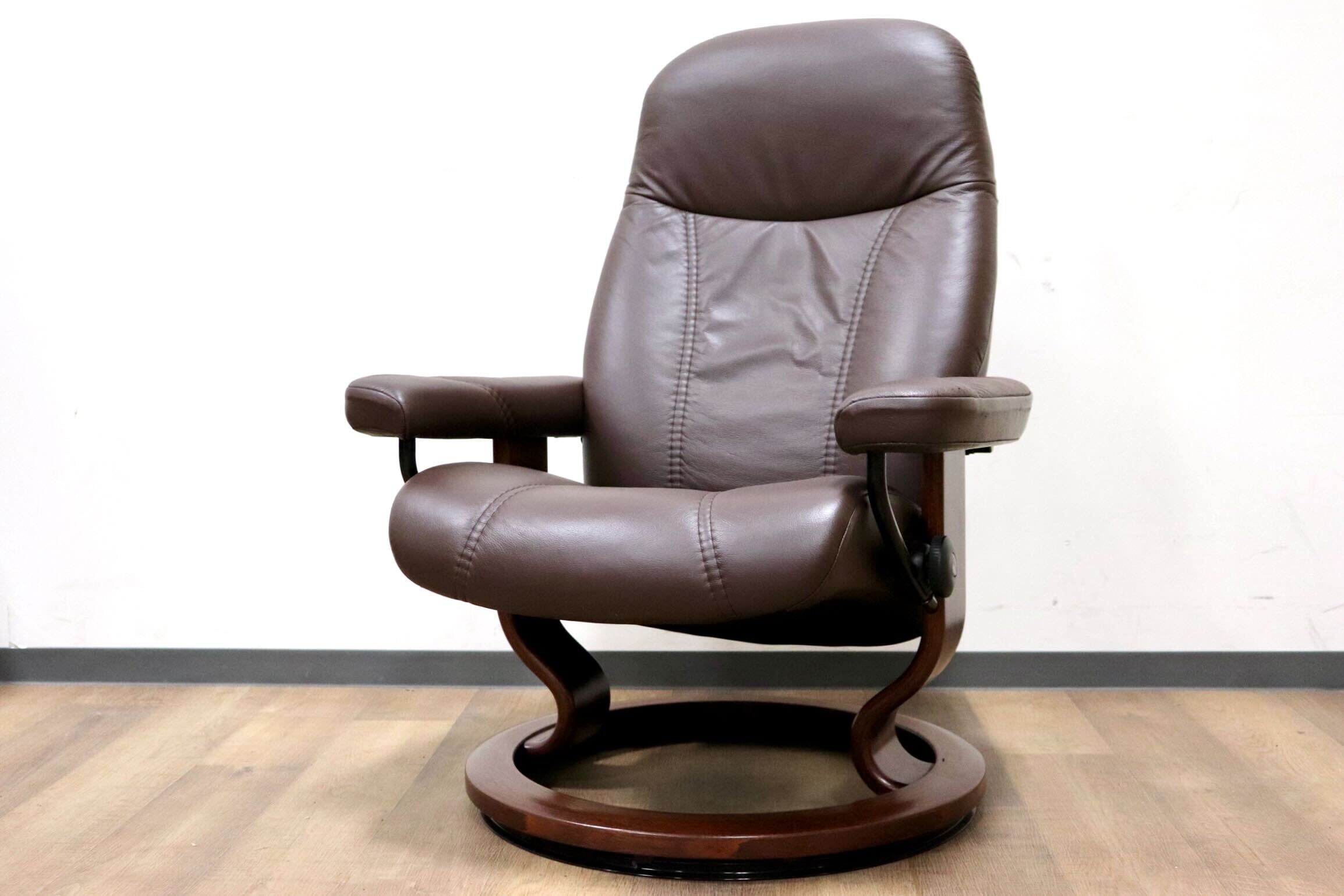 GMGH501○EKORNES / エコーネス コンサル リクライニングチェア パーソナルチェア 北欧 ノルウェー 本革 ブラウン 定価約24万 美品