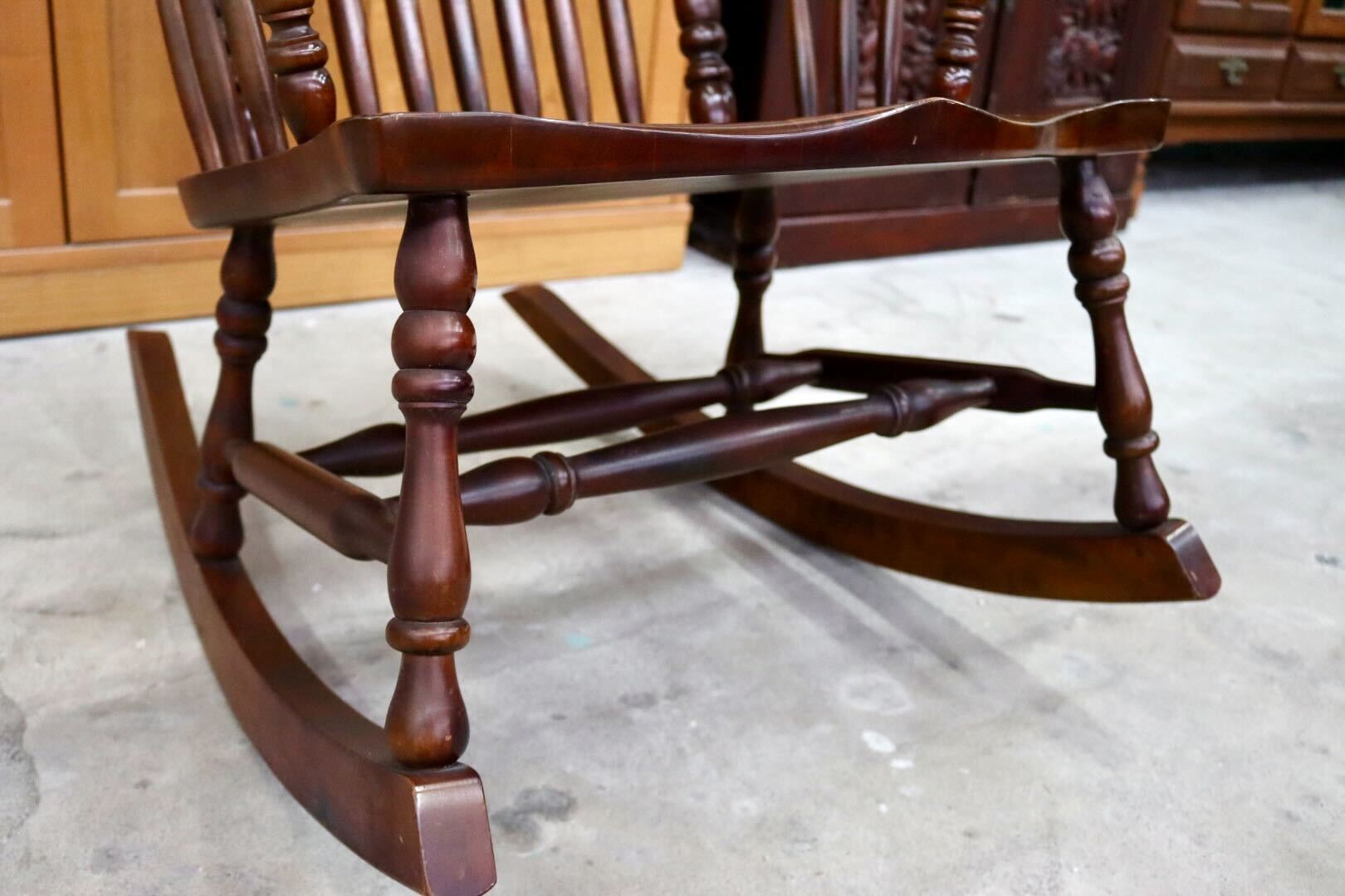 GMIH407○九州民芸家具 ロッキングチェア 揺り椅子 アームチェア 木製 ミズメザクラ 古民家 レトロ カントリー ヴィンテージ