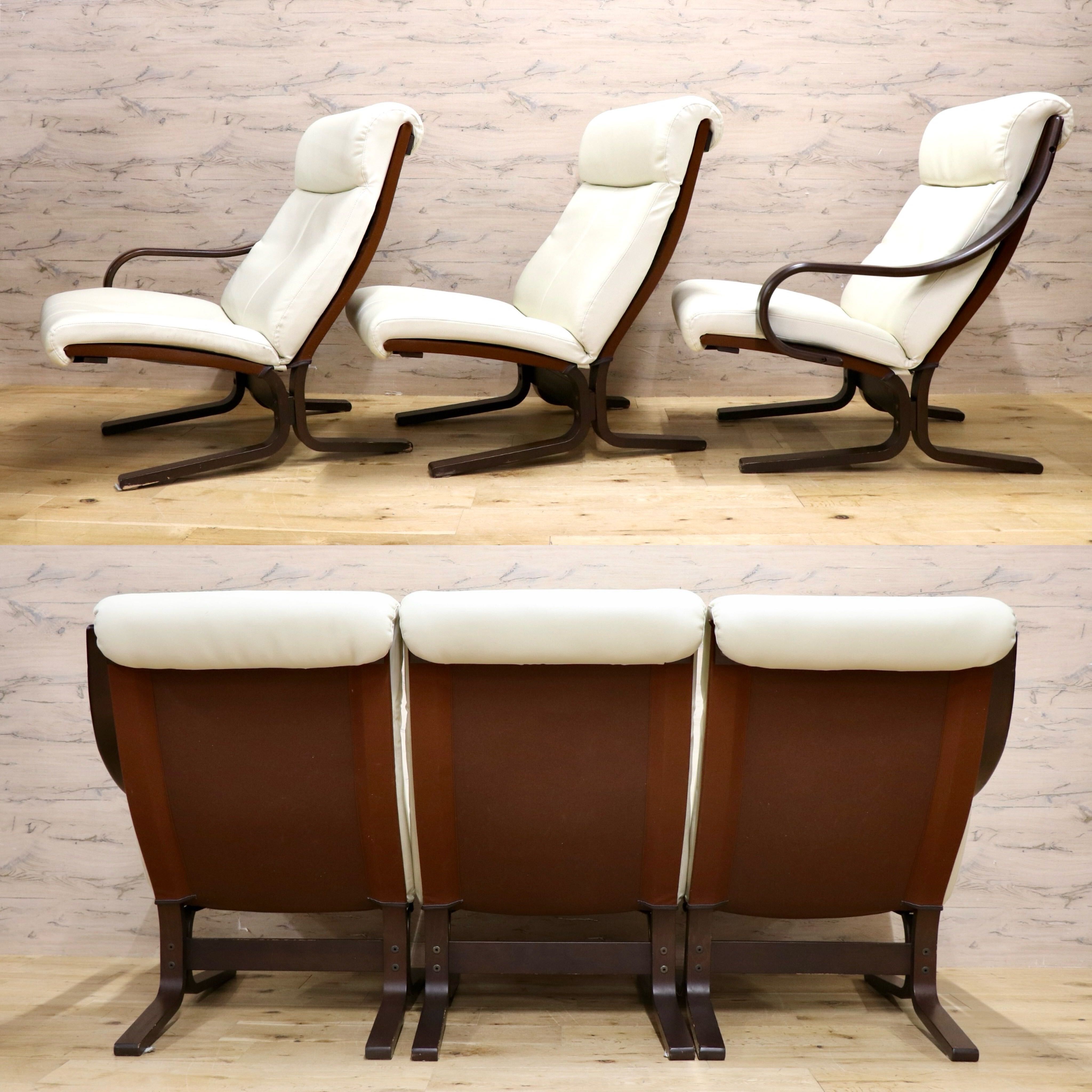 GMJK328B○冨士ファニチア / FUJI FURNITURE Agio アージオ セパレート 3人掛けソファ トリプルソファ ホワイト PUレザー 国産家具