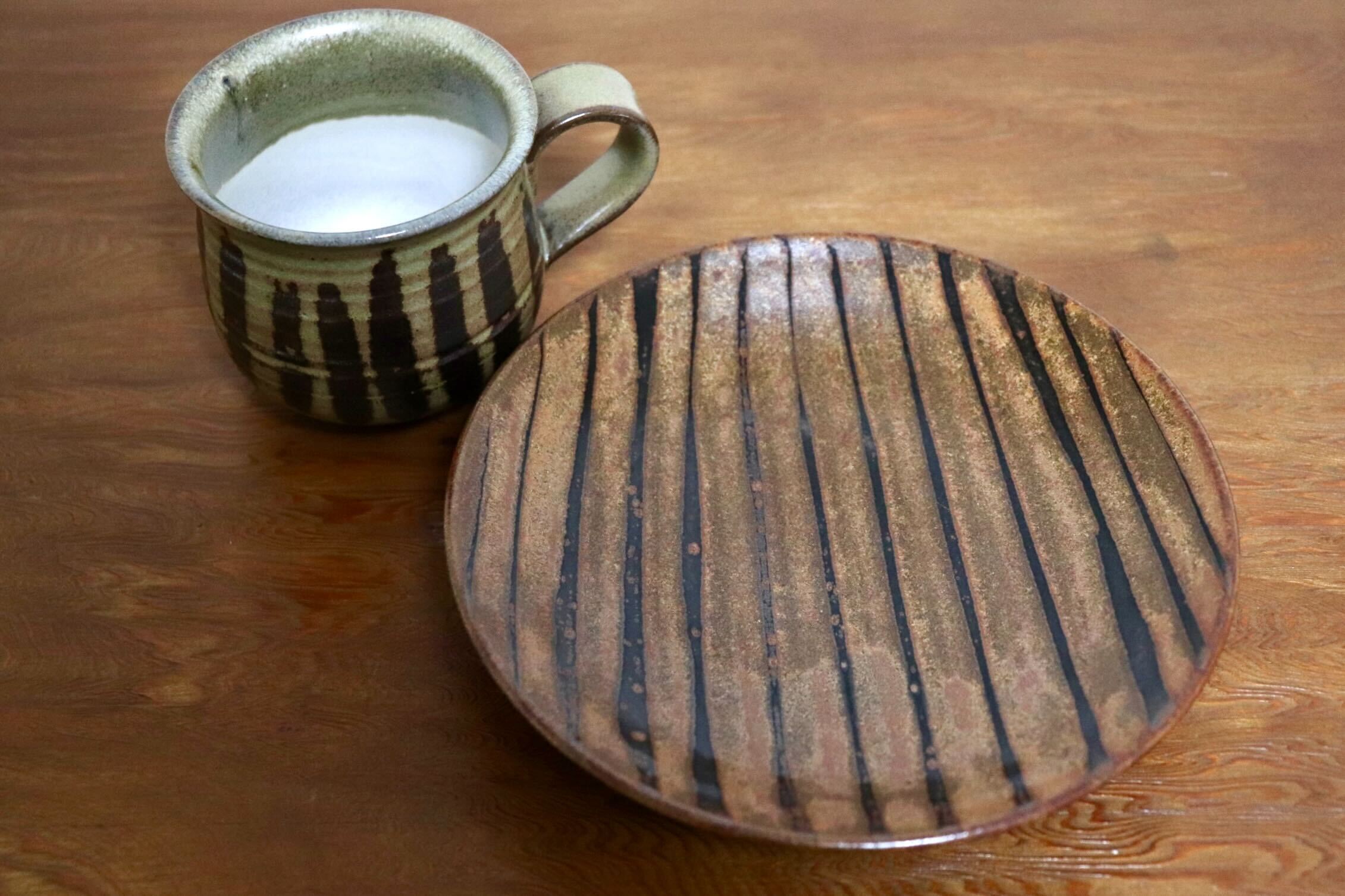 GMIO440○千代市陶房 清水千代市 丹波焼 コーヒー椀皿 陶器 丹波篠山 伝統工芸 未使用