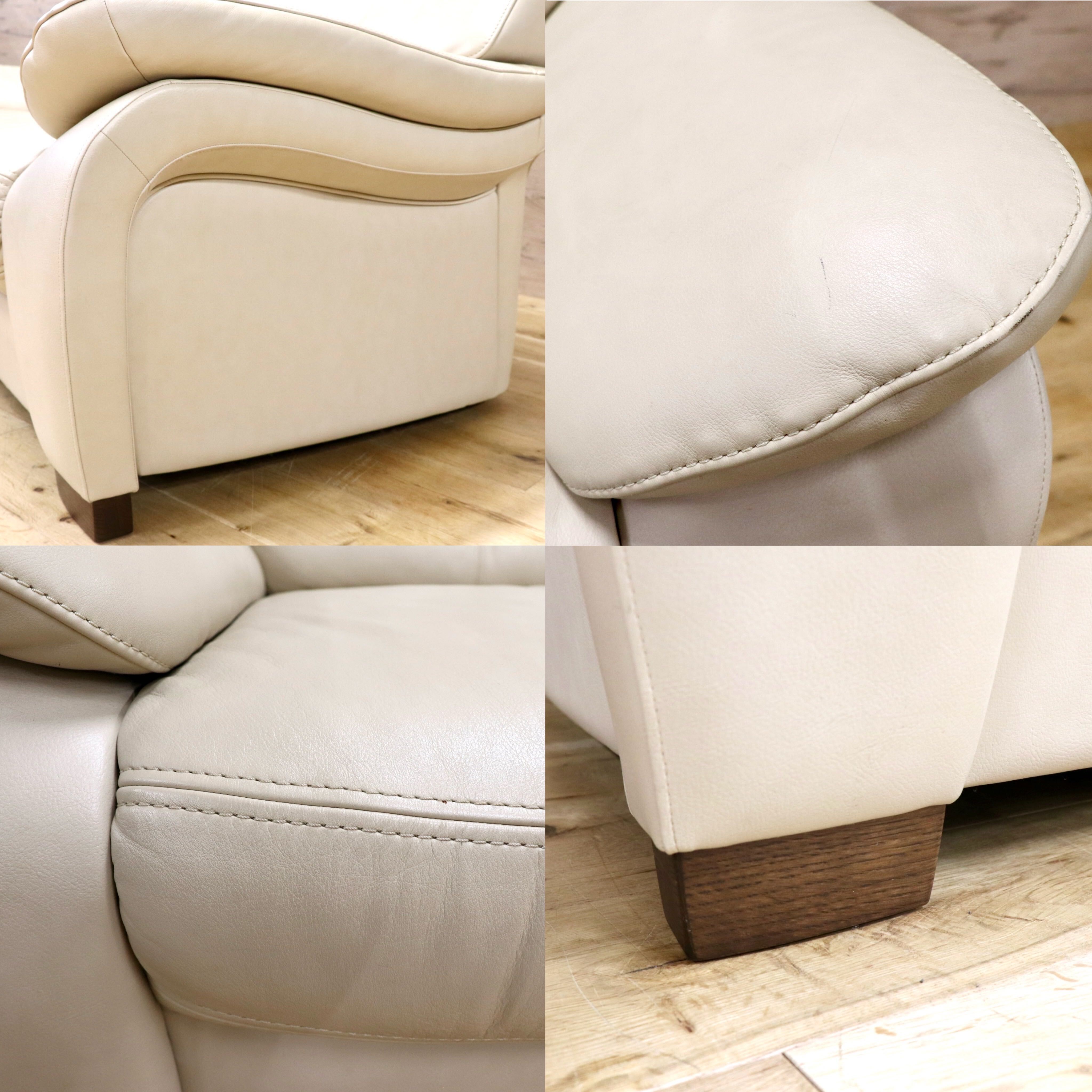 GMFN340○karimoku / カリモク 3人掛けソファ トリプルソファ ハイバック アイボリー 本革 レザー モダン 国産家具