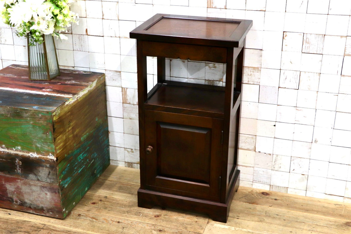 GMJS334D〇北海道民芸家具 電話台 キャビネット 木製 引出し付き 収納家具 樺材 アンティーク