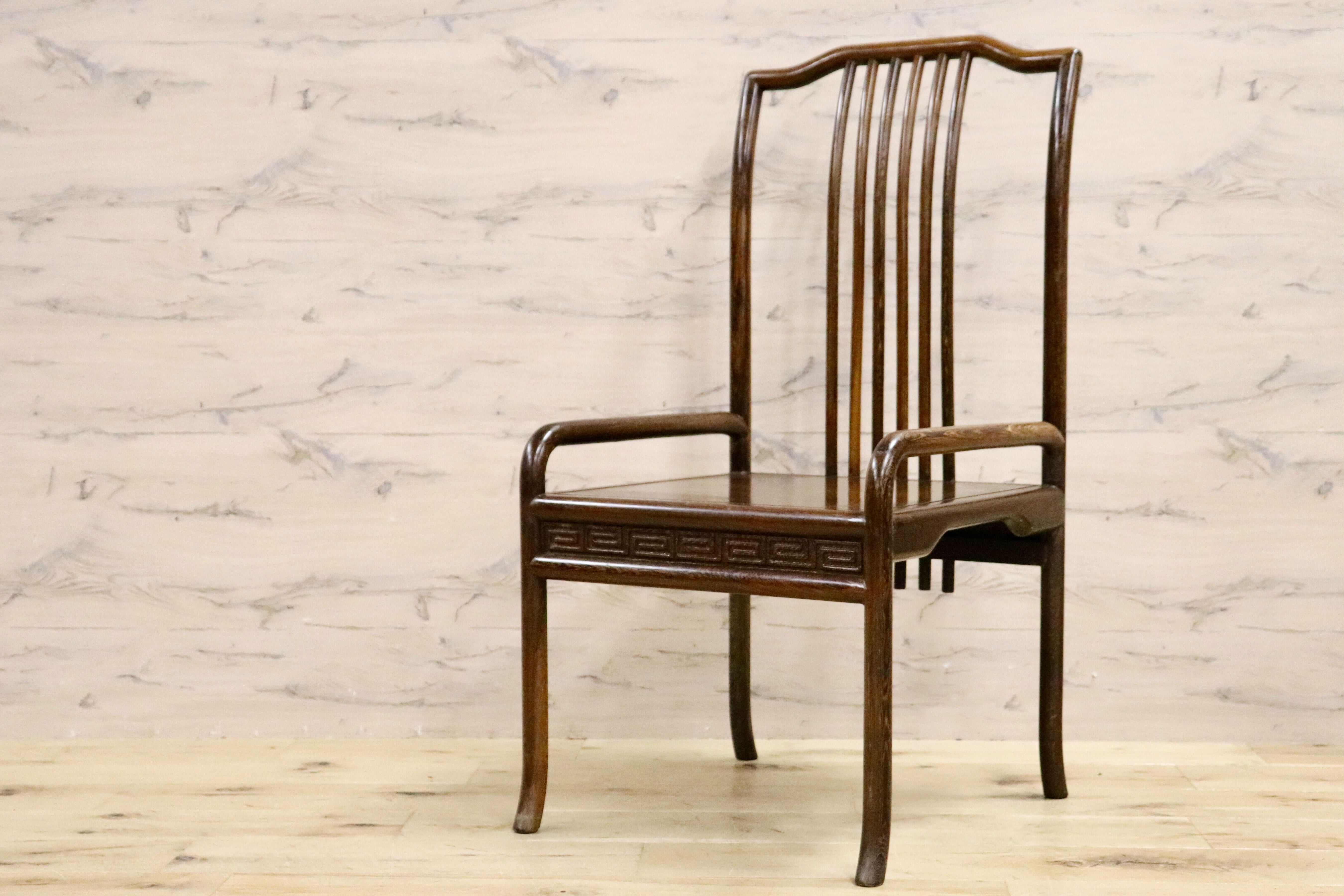 GMHS378A○唐木家具 鉄刀木 ダイニングチェア 食卓椅子 セミアームチェア アジアン ヴィンテージ オリエンタル 中国美術 椅子 木製家具
