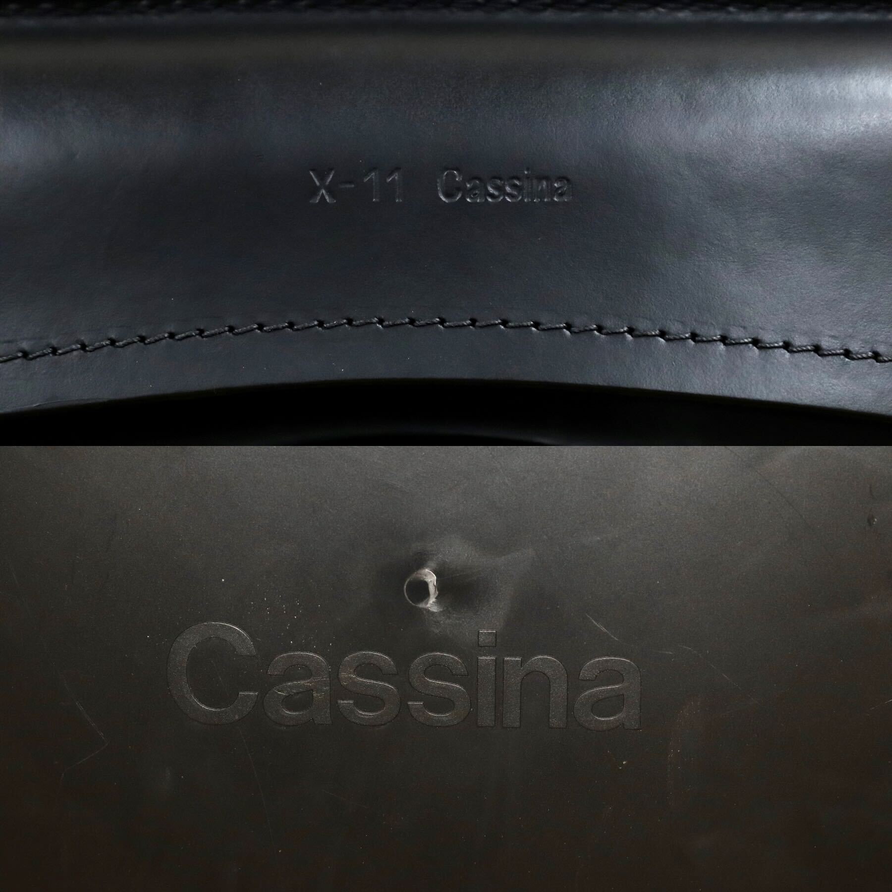 GMGN503C○Cassina / カッシーナ 413 CAB キャブアームチェア 椅子 ブラック 本革 レザー マリオ・ベリーニ イタリア 定価38.5万 展示品
