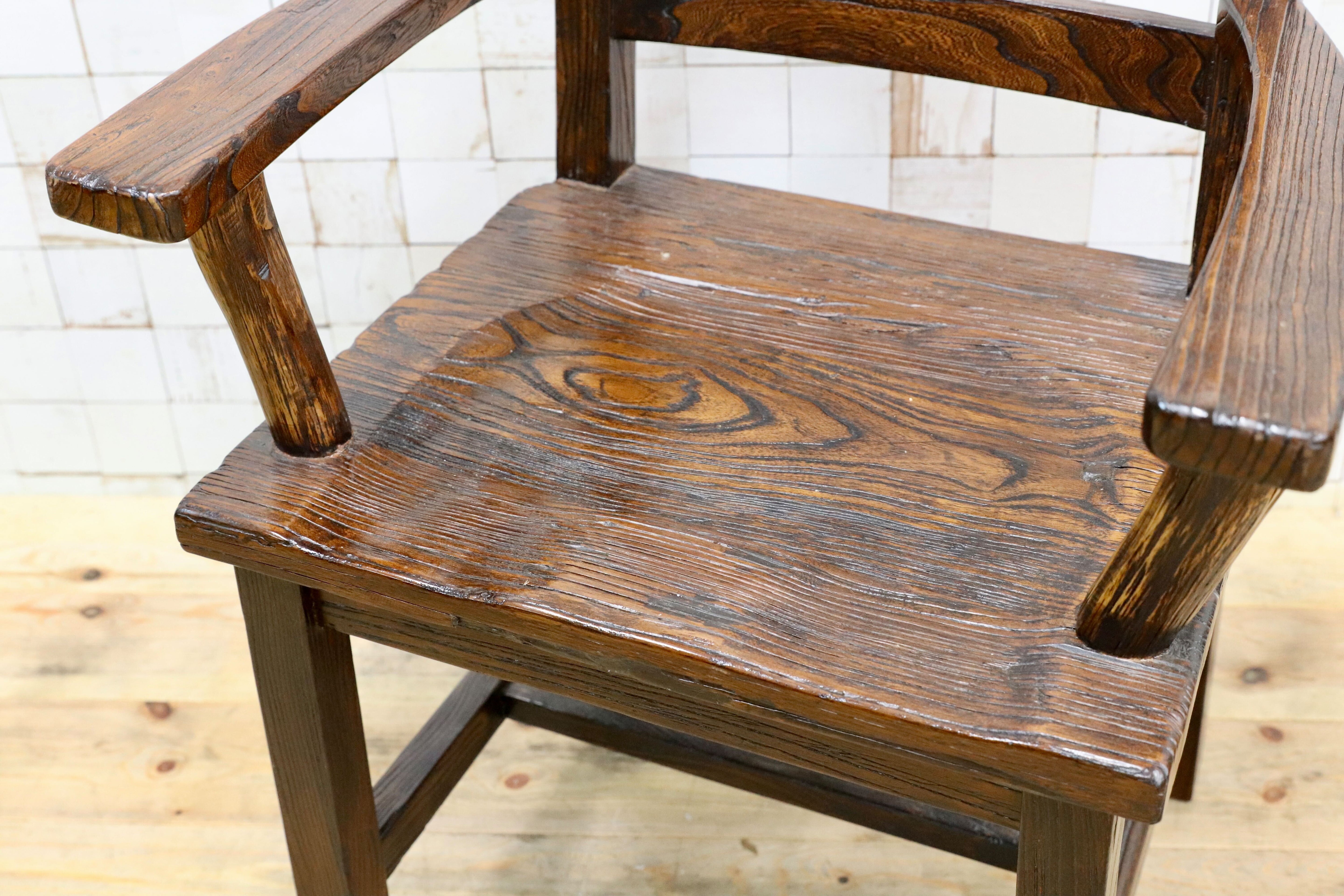 GMIS291A○アジアンリゾート ヴィンテージ ウッドチェア アームチェア ダイニングチェア 椅子 和モダン 民藝風 レトロ チェア