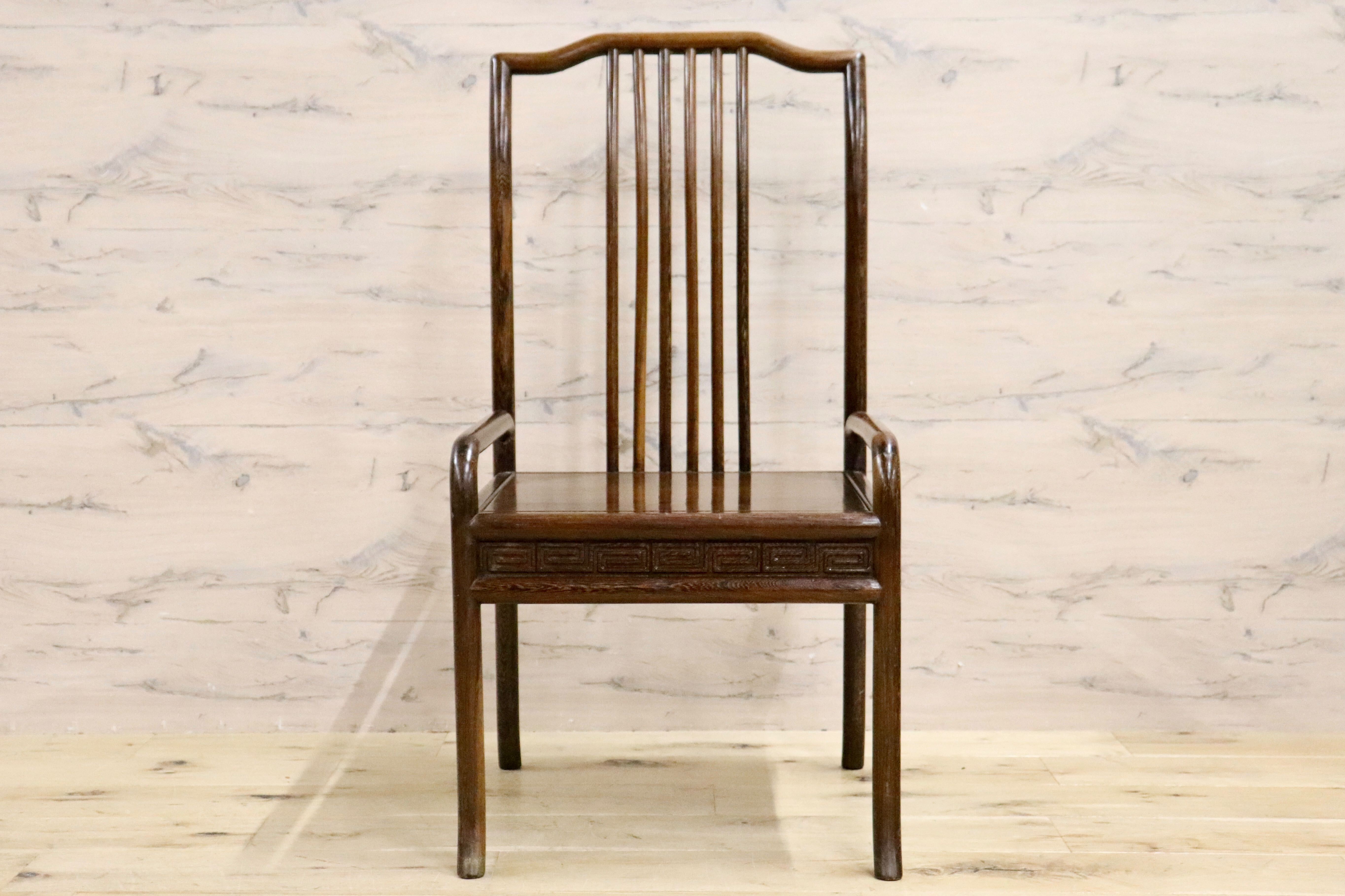 GMHS378A○唐木家具 鉄刀木 ダイニングチェア 食卓椅子 セミアームチェア アジアン ヴィンテージ オリエンタル 中国美術 椅子 木製家具