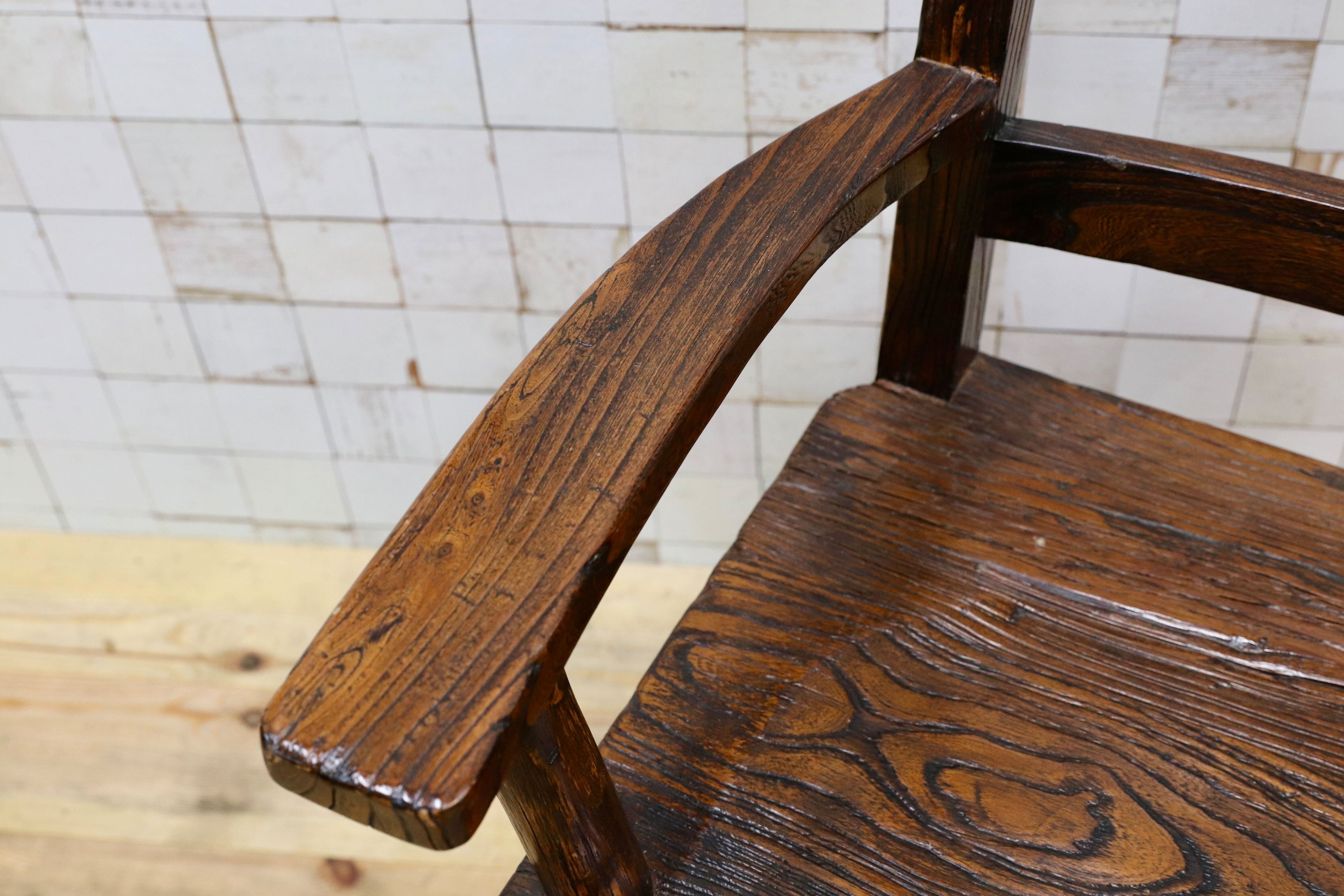 GMIS291A○アジアンリゾート ヴィンテージ ウッドチェア アームチェア ダイニングチェア 椅子 和モダン 民藝風 レトロ チェア