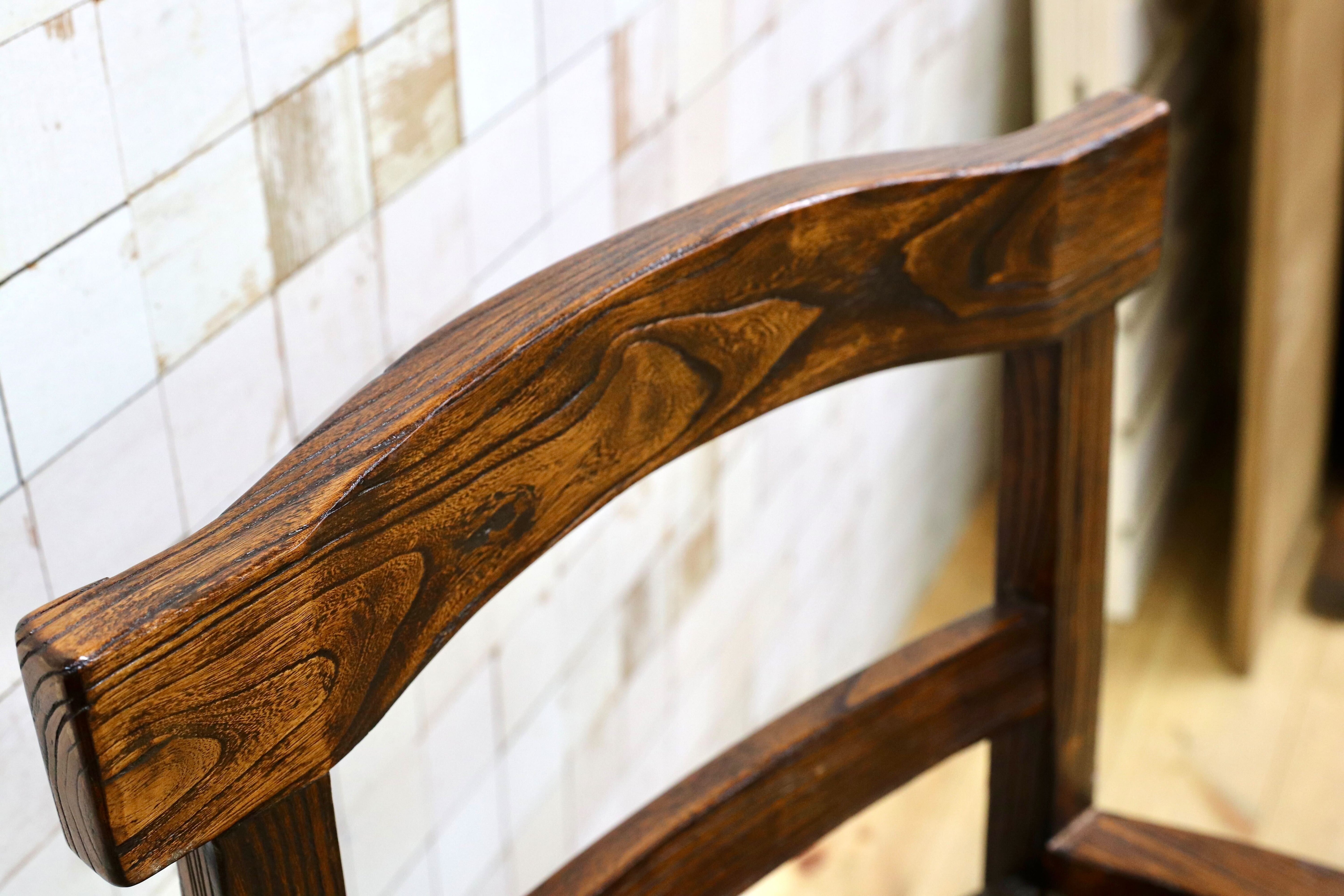 GMIS291A○アジアンリゾート ヴィンテージ ウッドチェア アームチェア ダイニングチェア 椅子 和モダン 民藝風 レトロ チェア