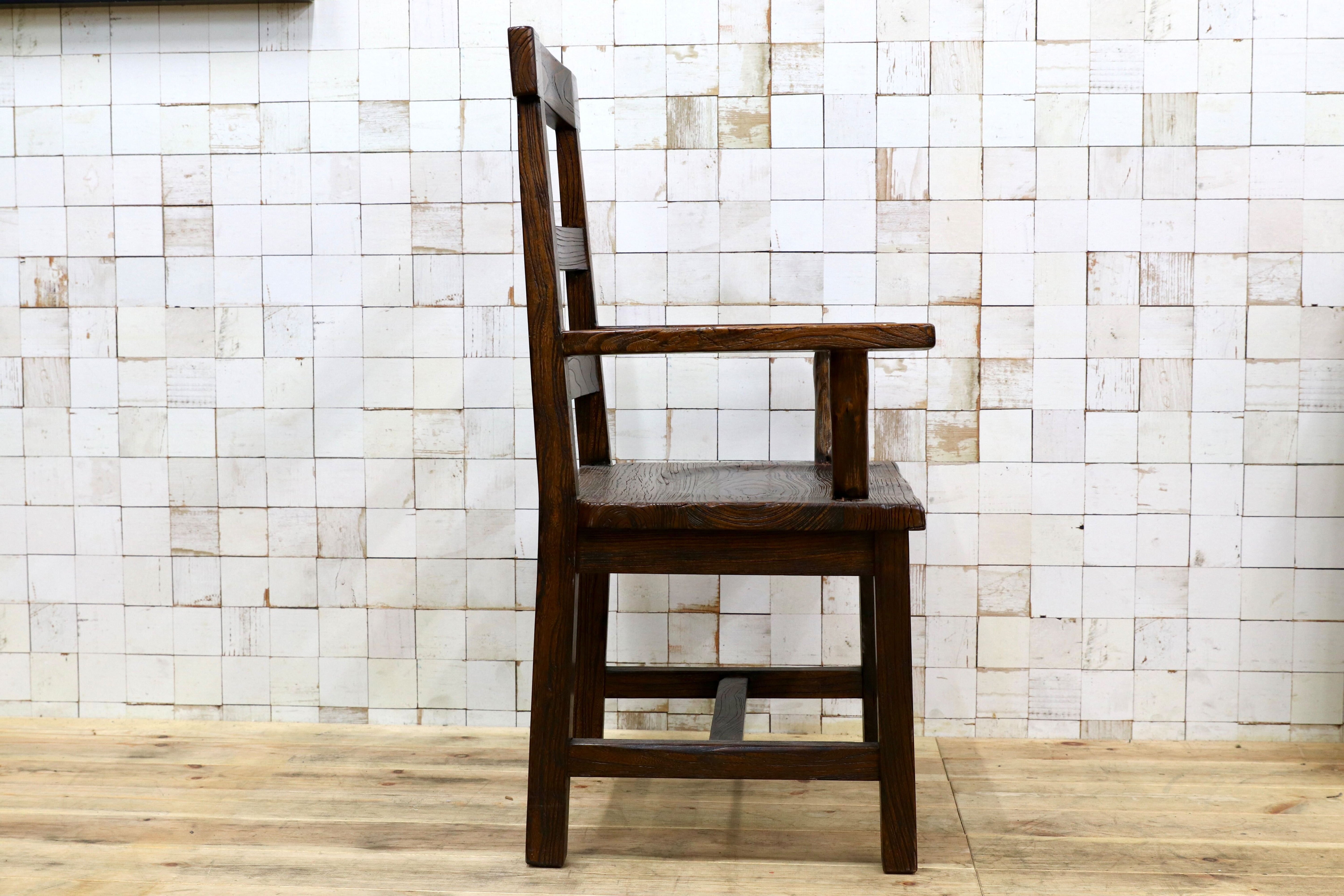 GMIS291A○アジアンリゾート ヴィンテージ ウッドチェア アームチェア ダイニングチェア 椅子 和モダン 民藝風 レトロ チェア