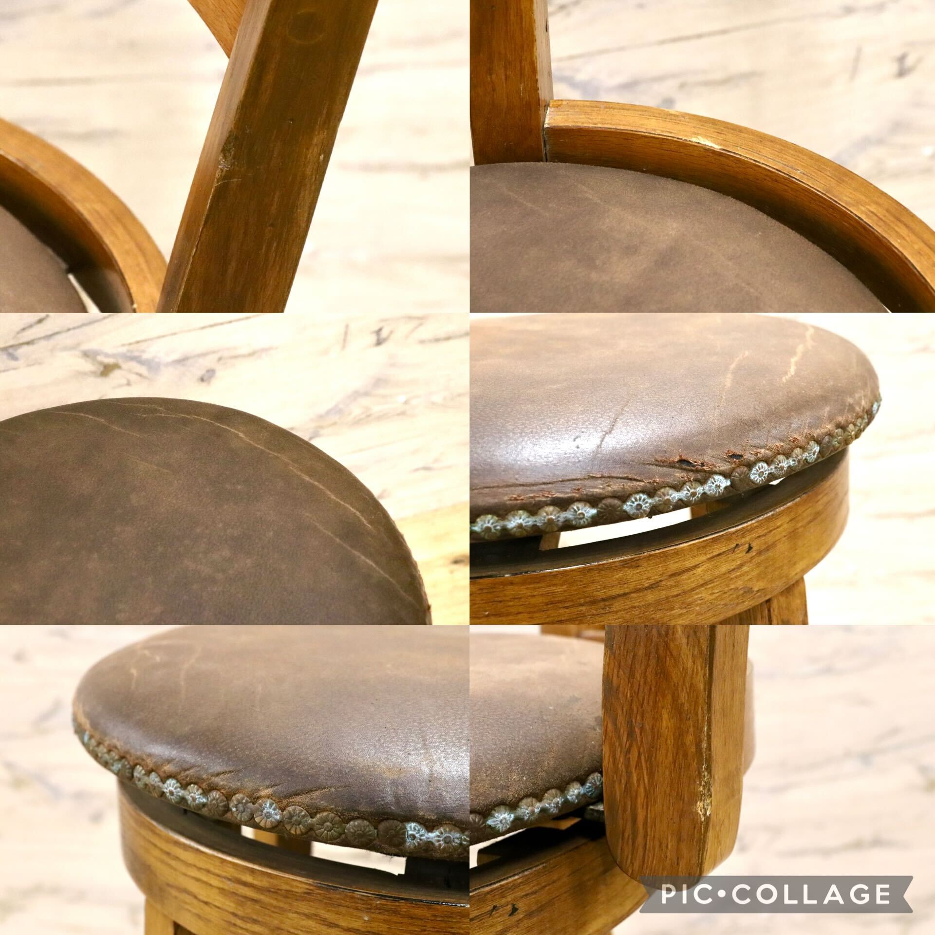 GMJK137A○カウンターチェア 回転式 ハイチェア スツールチェア バーチェア カフェチェア アンティーク レトロ カスティリアンスタイル