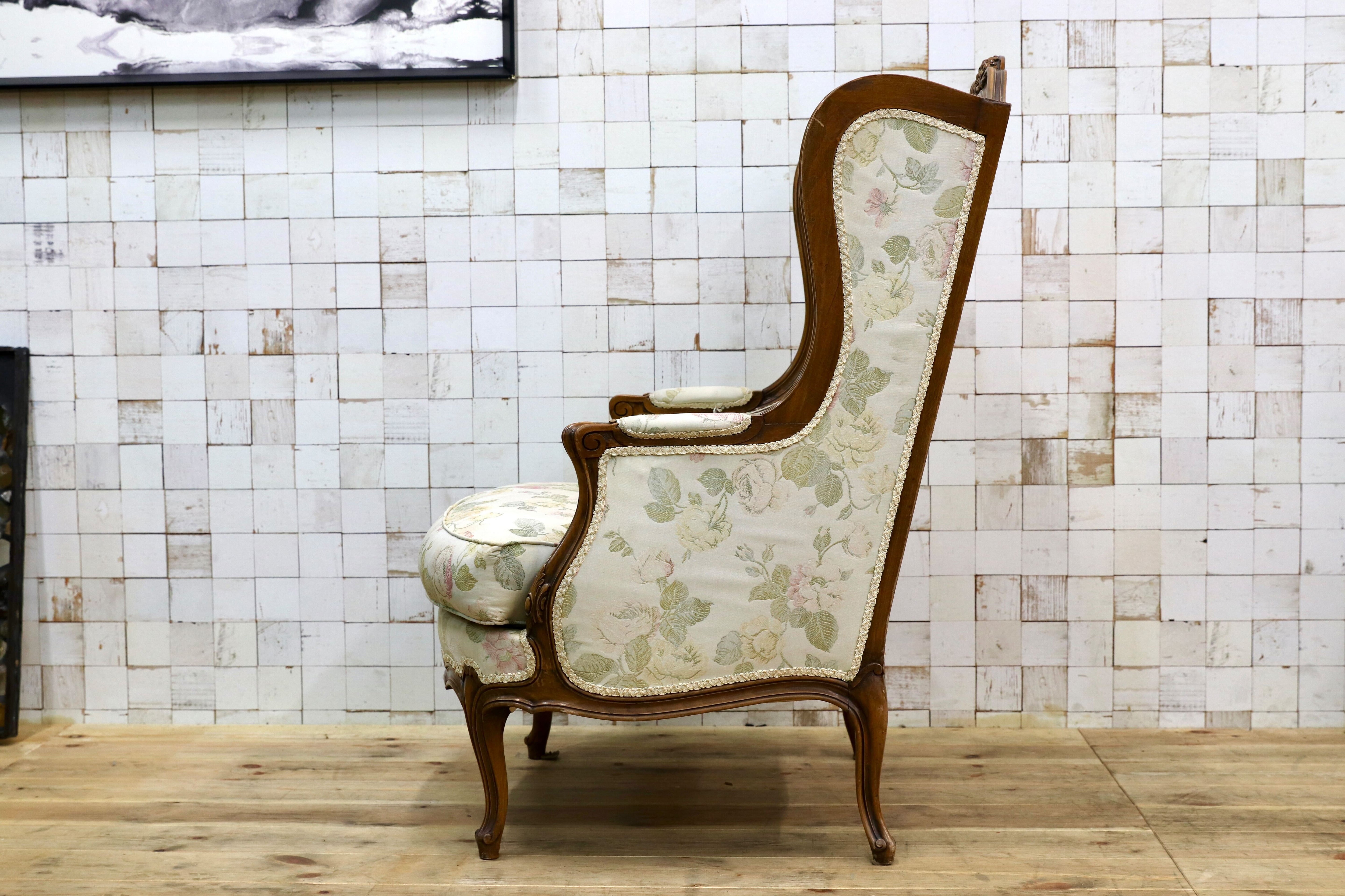 GMIK530○アンティーク サロンチェア 椅子 ラグジュアリー モダン ロココ様式 ヨーロピアン チェア 1人掛けソファ 店舗什器 ファブリック