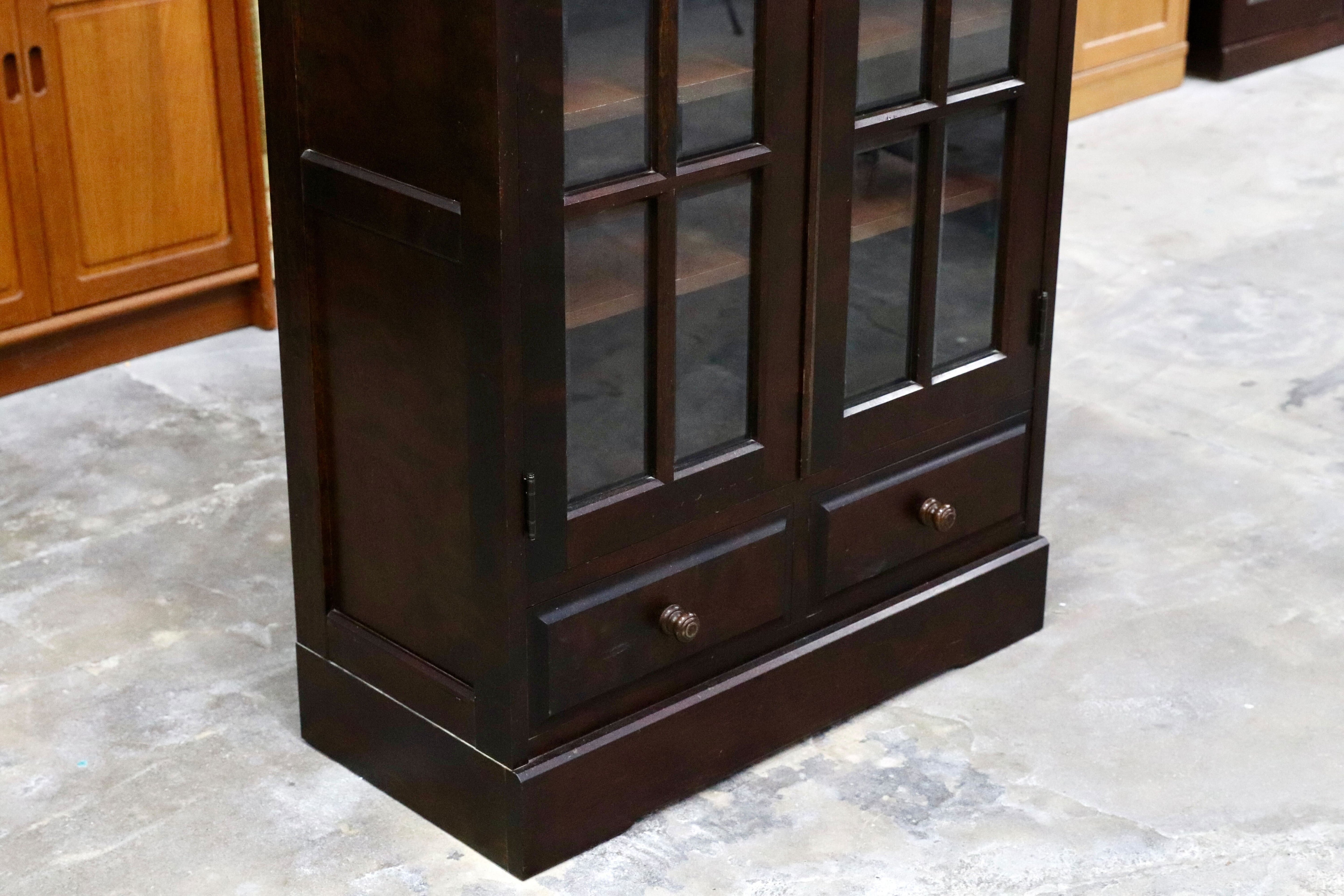 GMIS289B○北海道民芸家具 本棚 キャビネット 飾り棚 本箱 ブックキャビネット 樺材 民藝 アンティーク 飛騨産業