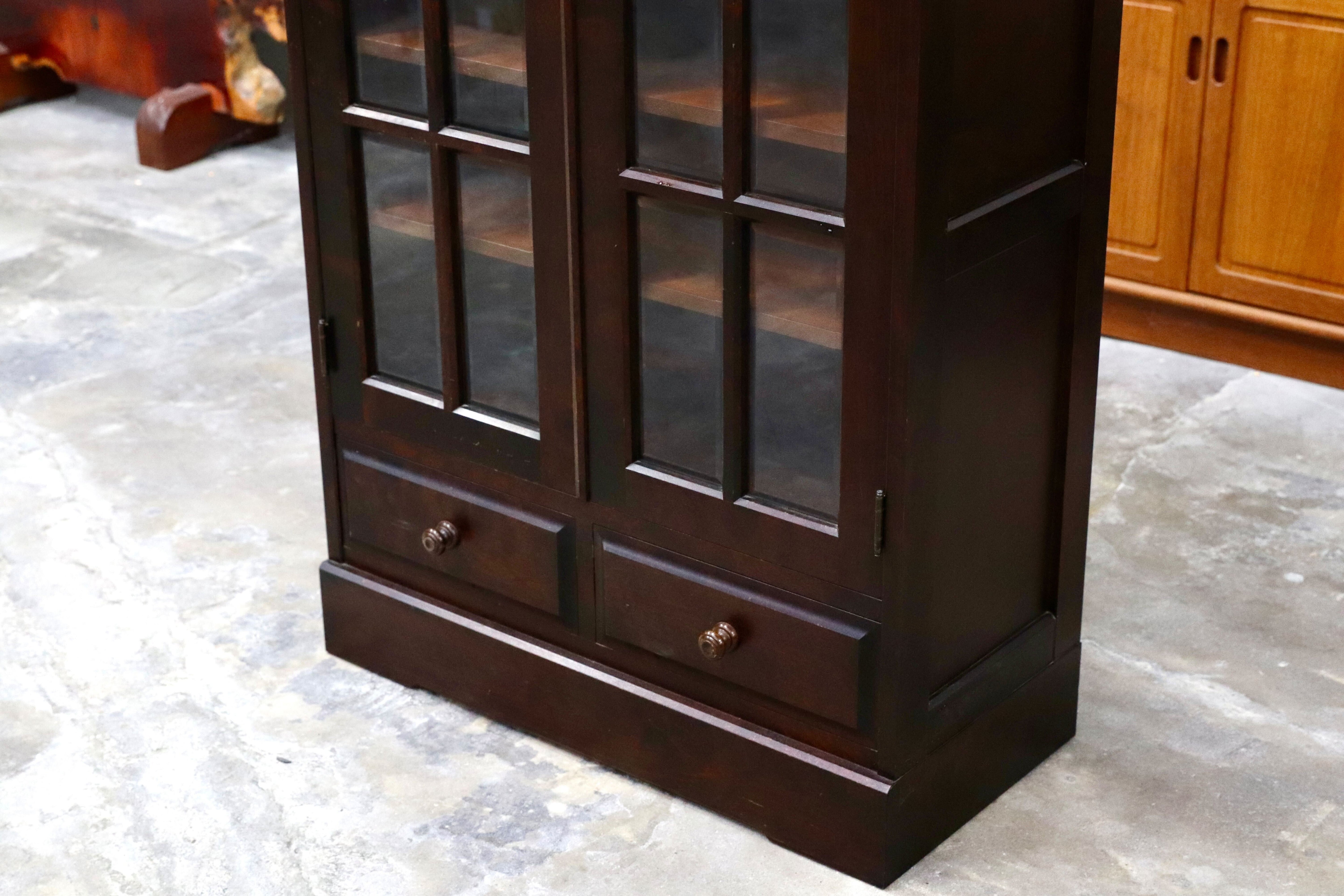 GMIS289B○北海道民芸家具 本棚 キャビネット 飾り棚 本箱 ブックキャビネット 樺材 民藝 アンティーク 飛騨産業