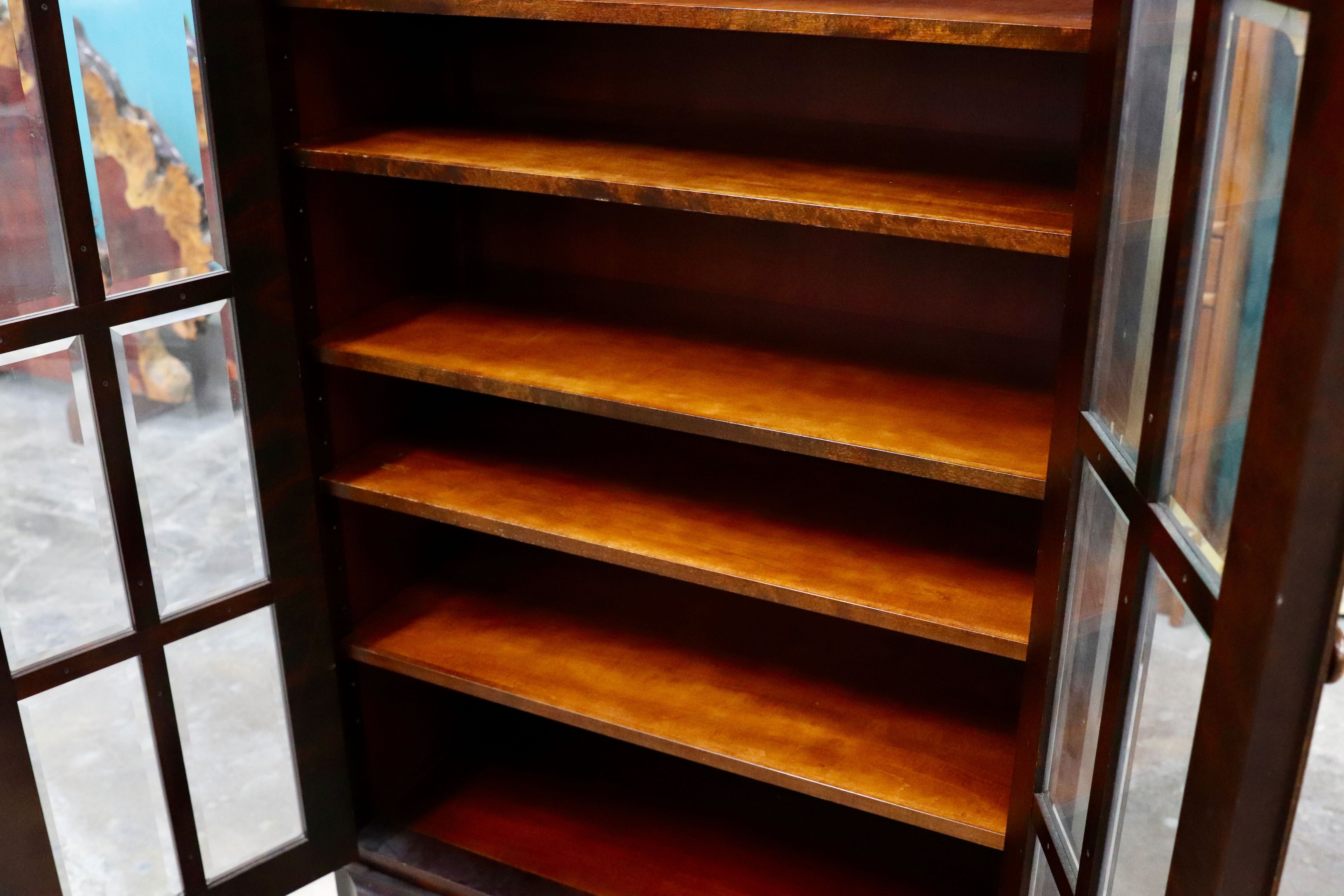 GMIS289B○北海道民芸家具 本棚 キャビネット 飾り棚 本箱 ブックキャビネット 樺材 民藝 アンティーク 飛騨産業