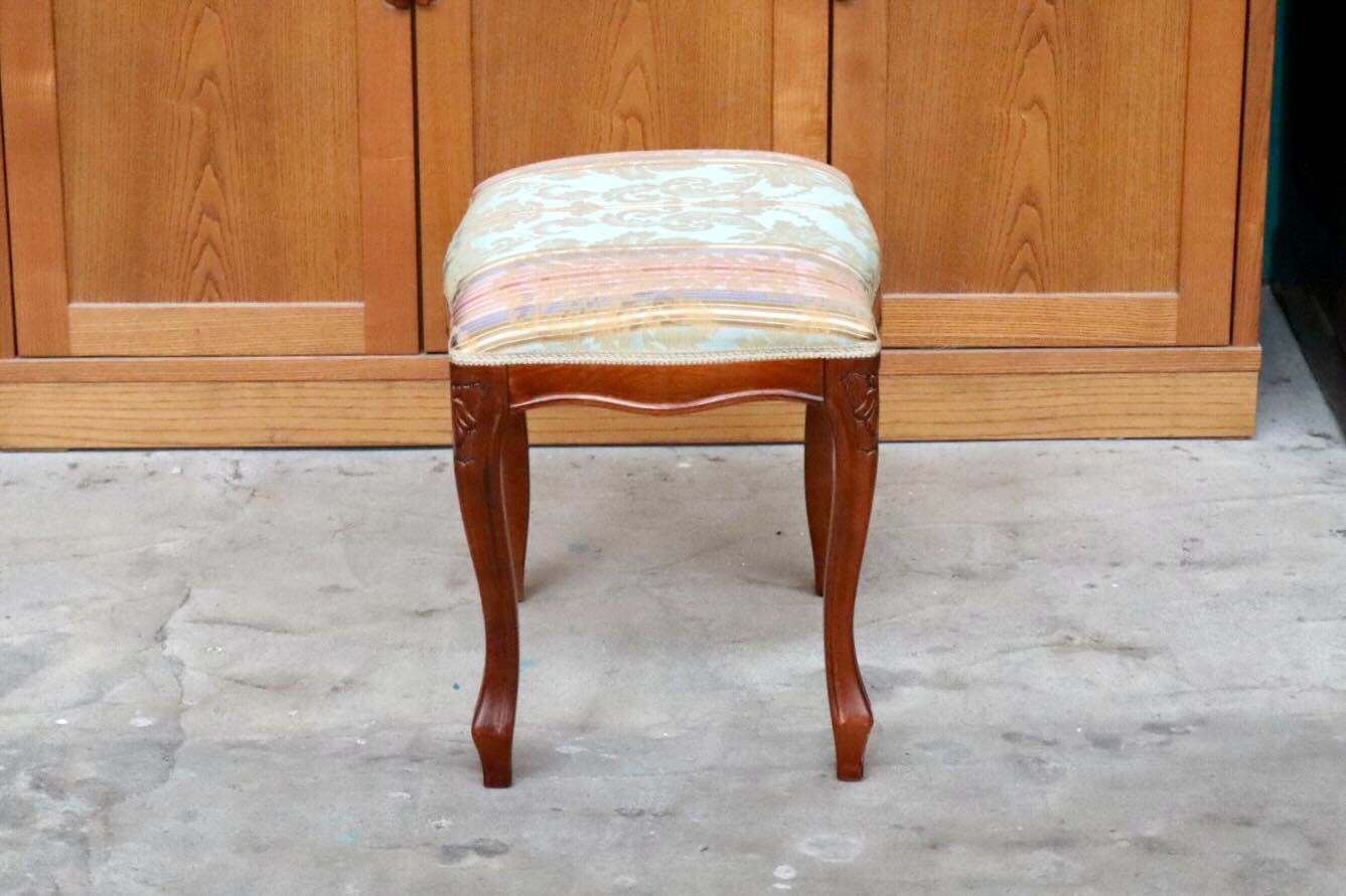 GMIH394A○スツール チェア 椅子 足置き フットスツール オットマン 腰掛け 猫脚 木製 ファブリック イタリア製 クラシック ロココ