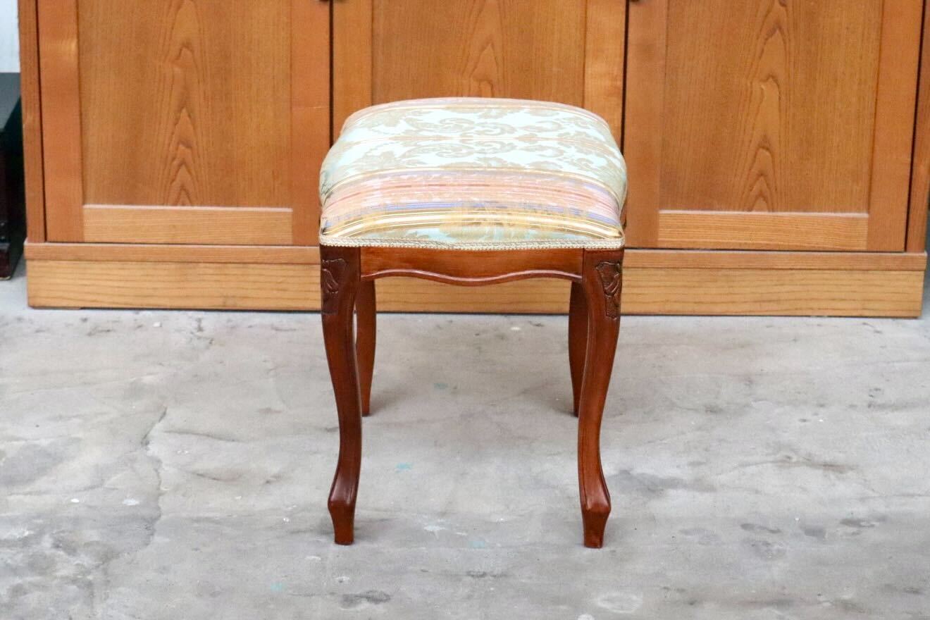 GMIH394A○スツール チェア 椅子 足置き フットスツール オットマン 腰掛け 猫脚 木製 ファブリック イタリア製 クラシック ロココ
