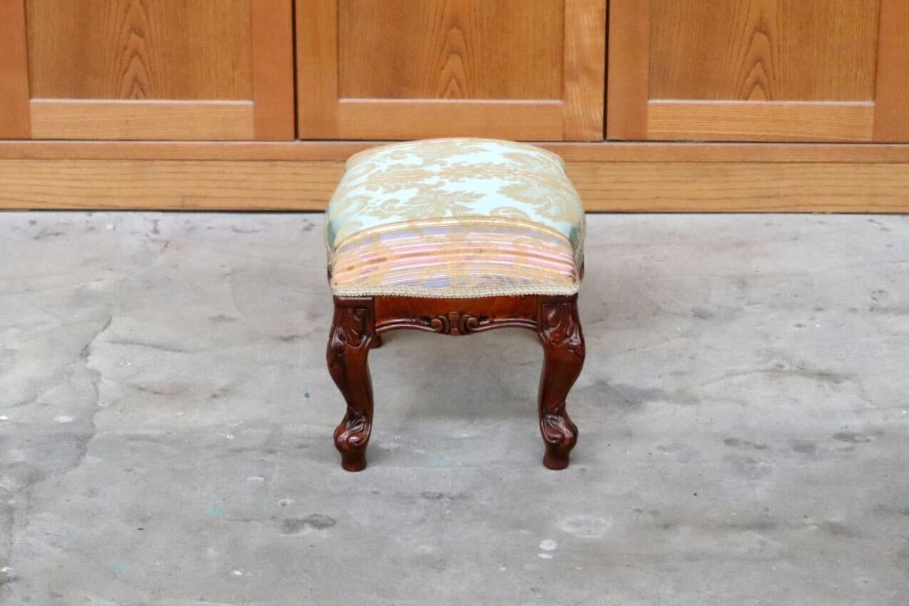 GMIH394B○スツール チェア 椅子 足置き フットスツール オットマン 腰掛け 猫脚 木製 ファブリック イタリア製 クラシック ロココ