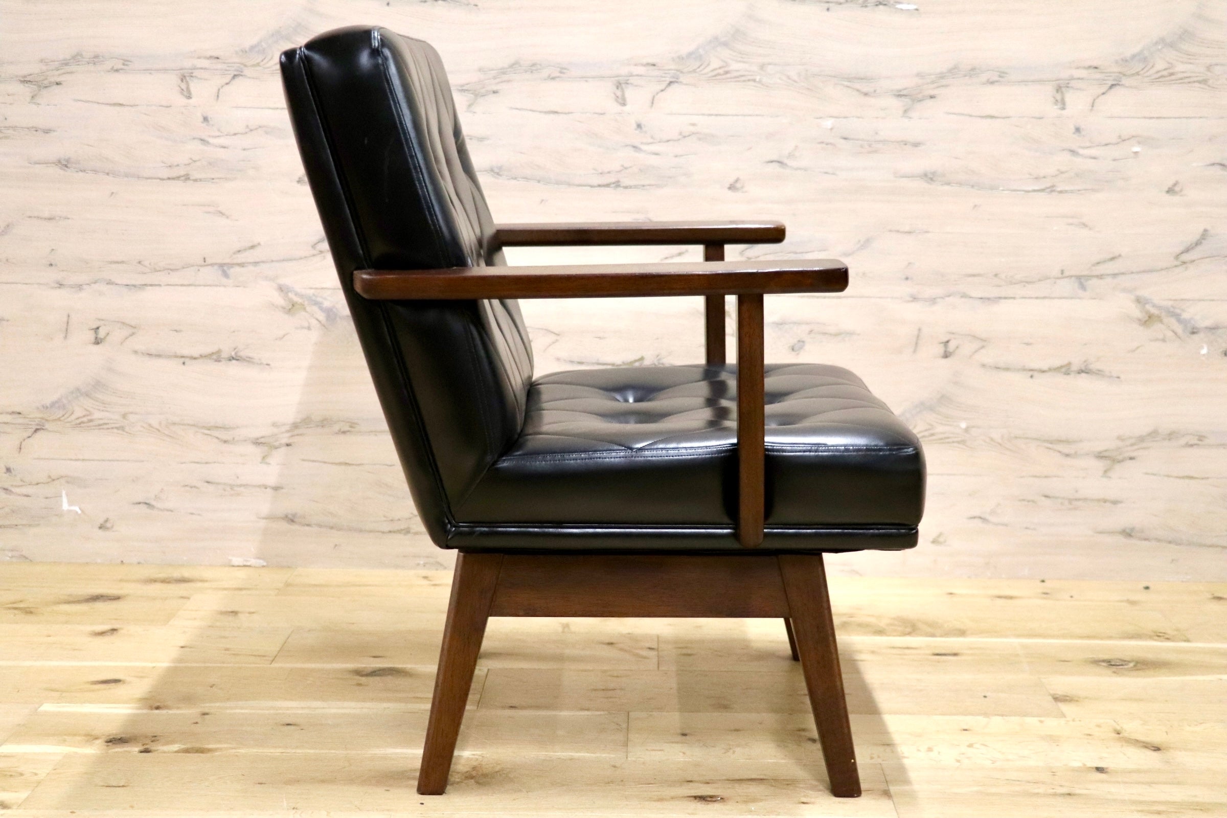 GMJS130○TOYO FURNITURE / 東洋ファニチャー 回転椅子 アームチェア シングルソファ ラウンドチェア レザー ミッドセンチュリー