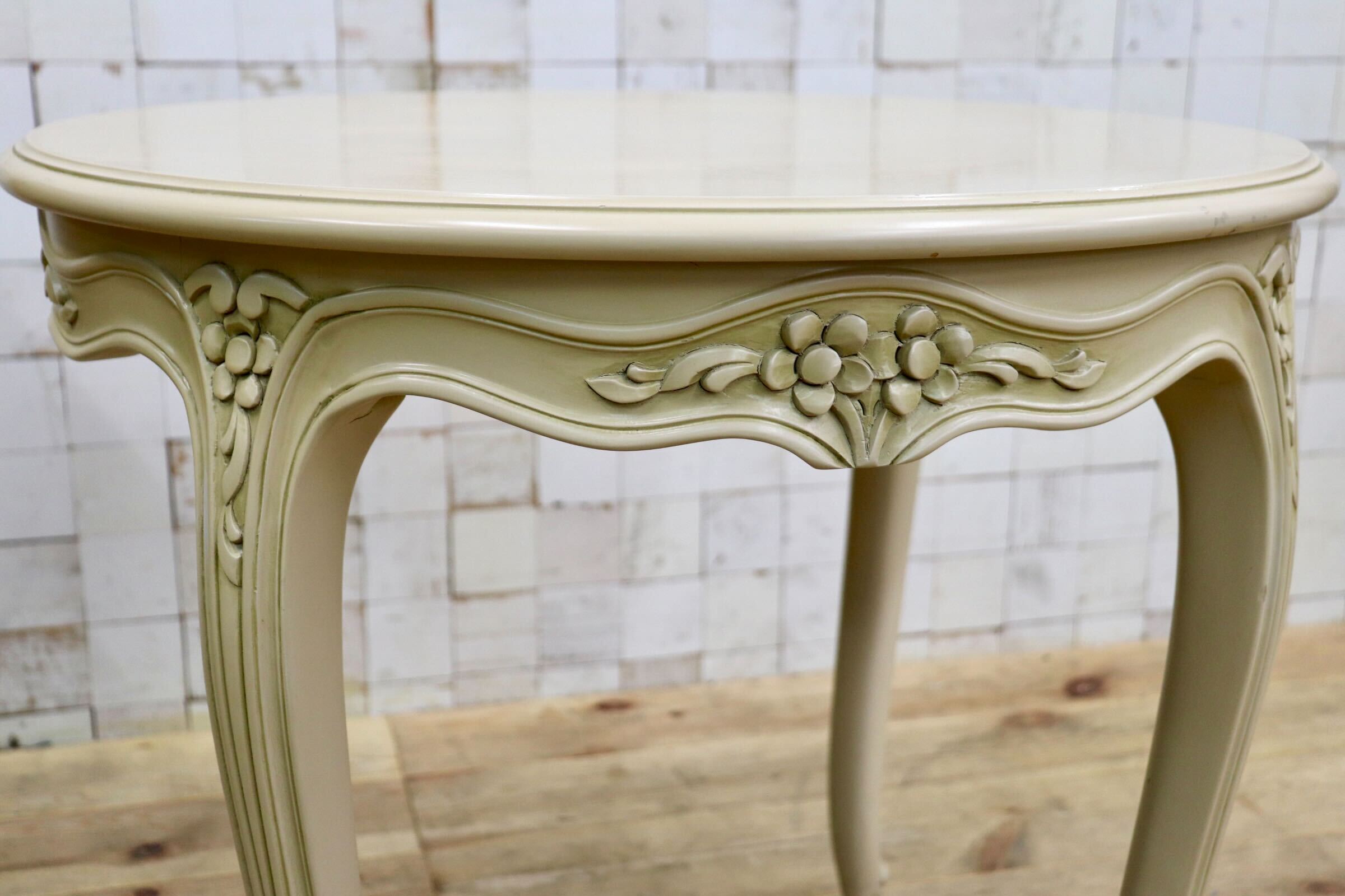 GMIK876B〇domani / ドマーニ サイドテーブル コーヒーテーブル 飾り台 花台 猫脚 クラシック アンティーク調 カリモク 丸型 ラウンド