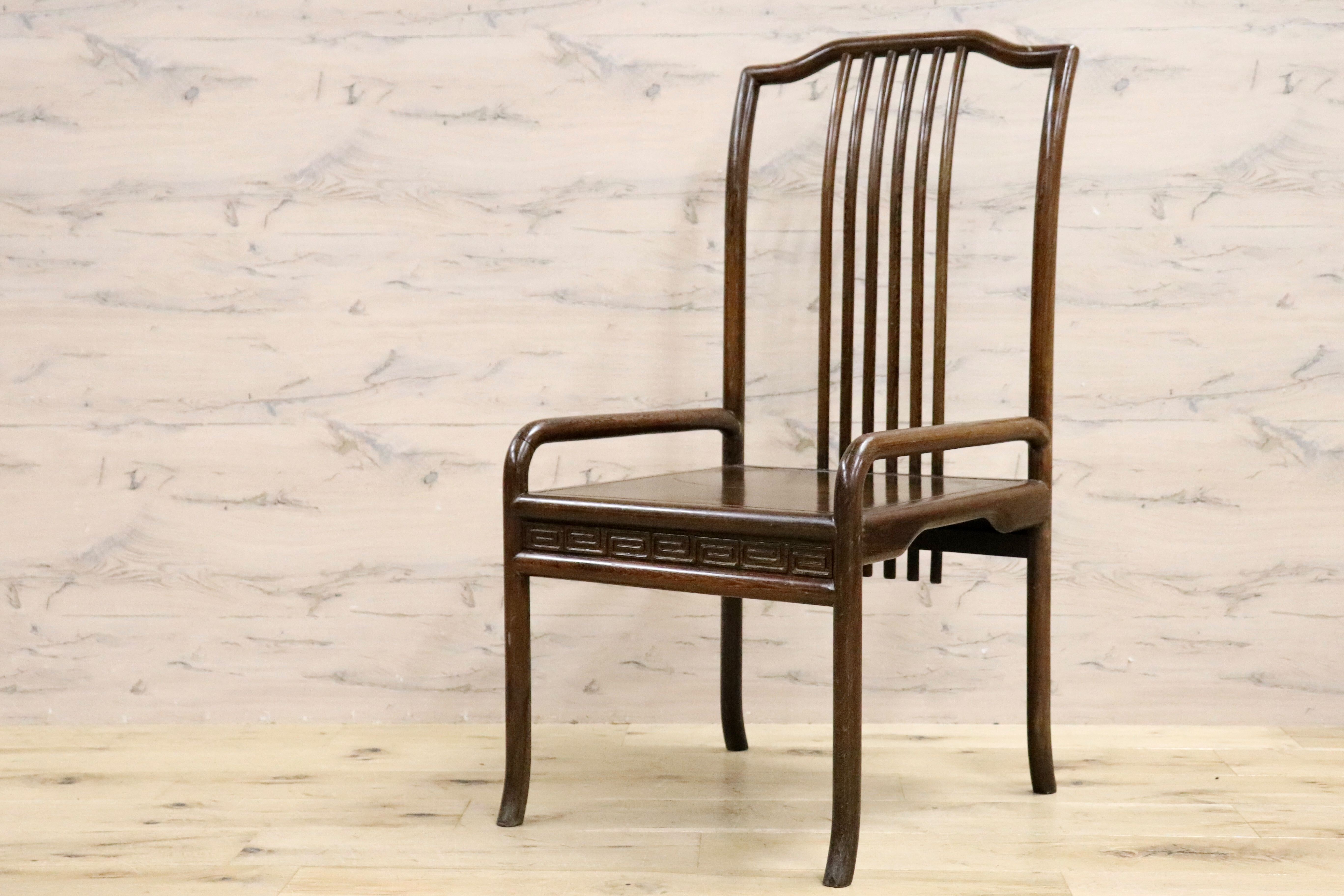 GMHS378D○唐木家具 鉄刀木 ダイニングチェア 食卓椅子 セミアームチェア アジアン ヴィンテージ オリエンタル 中国美術 椅子 木製家具