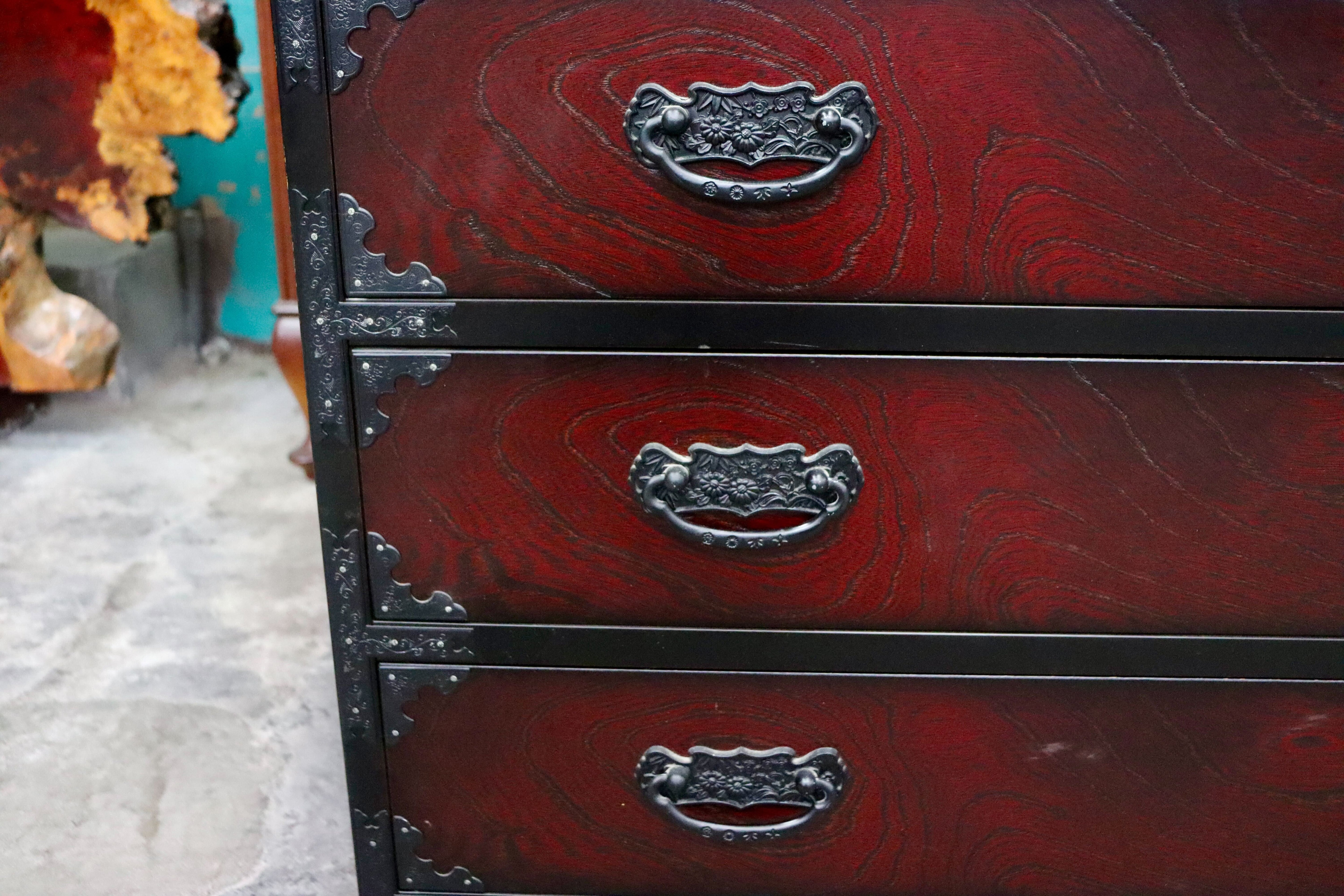 GMIS405○三丸家具工芸 欅 ４段チェスト 整理箪笥 民芸箪笥 伝統工芸 チェスト 和箪笥 和家具 和室 和モダン 古民家 レトロ