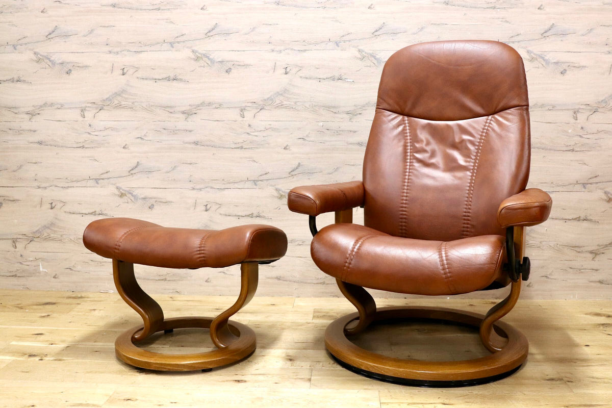 GMJS261○EKORNES / エコーネス Stressless Consul ストレスレス コンサル リクライニングチェア 本革 ブラウン ノルウェー製 北欧家具