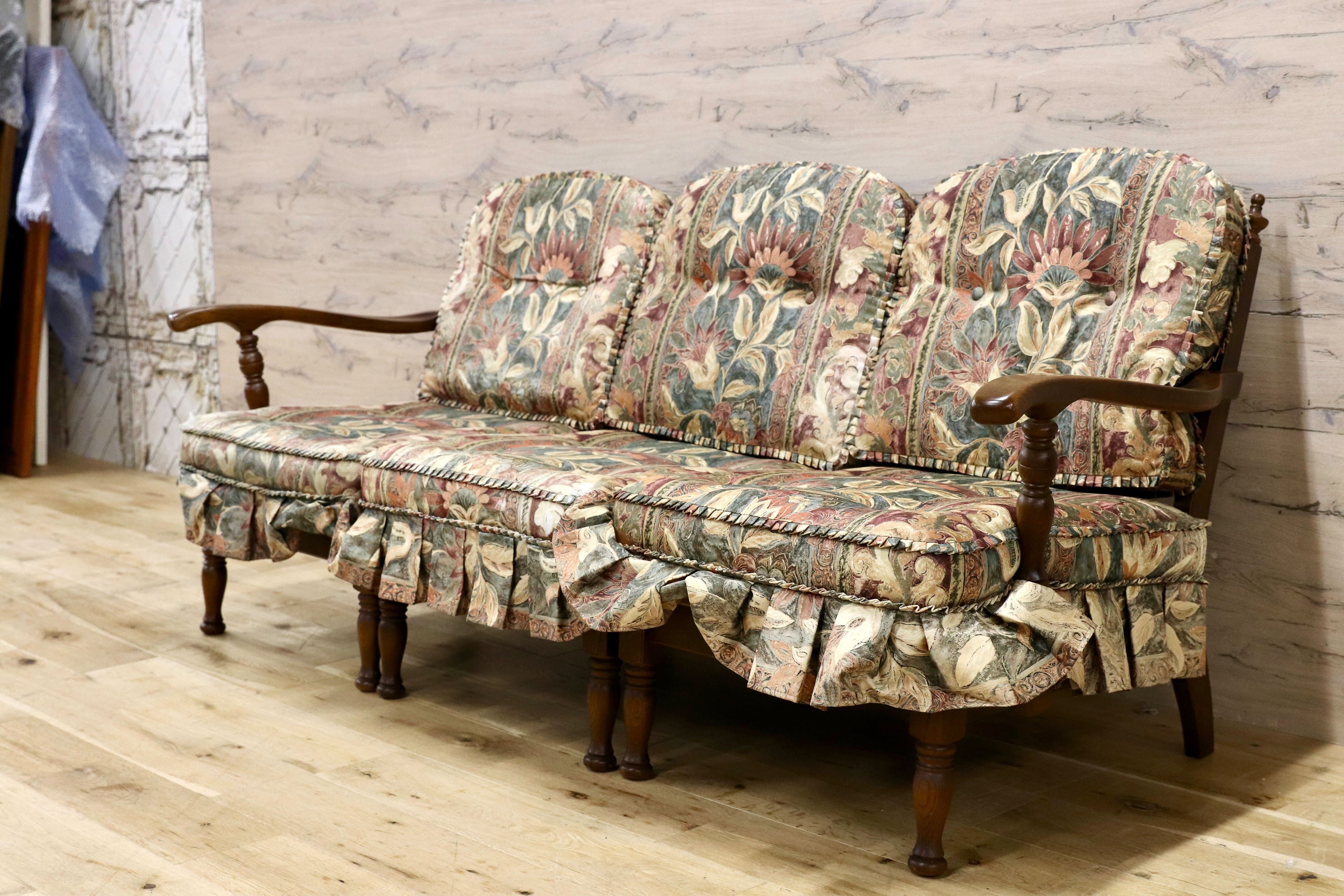 GMIS539B○飛騨産業 / HIDA キツツキ 3人掛けソファ トリプルソファ セパレートソファ レトロ カントリー コロニアル 椅子