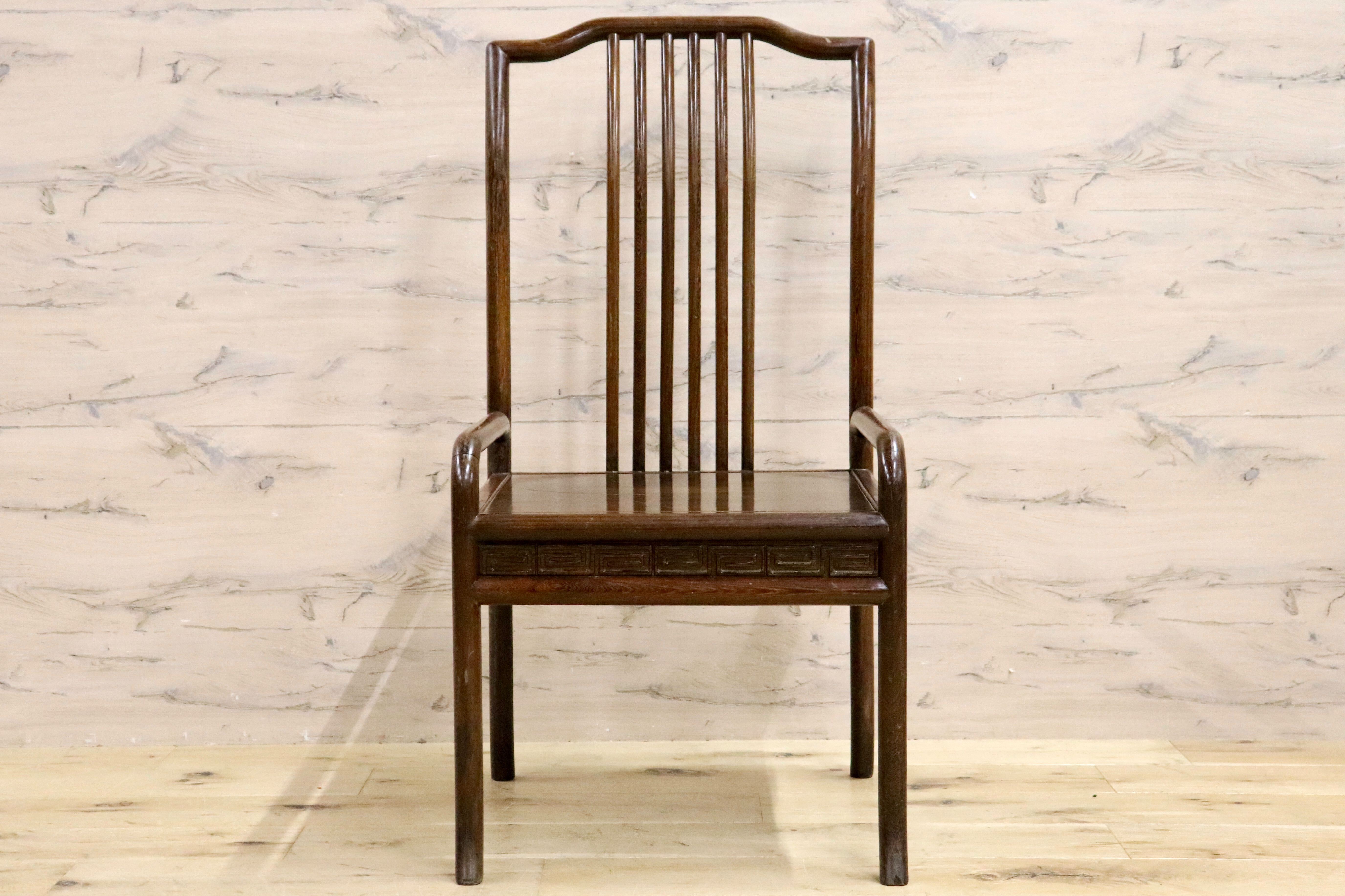 GMHS378D○唐木家具 鉄刀木 ダイニングチェア 食卓椅子 セミアームチェア アジアン ヴィンテージ オリエンタル 中国美術 椅子 木製家具