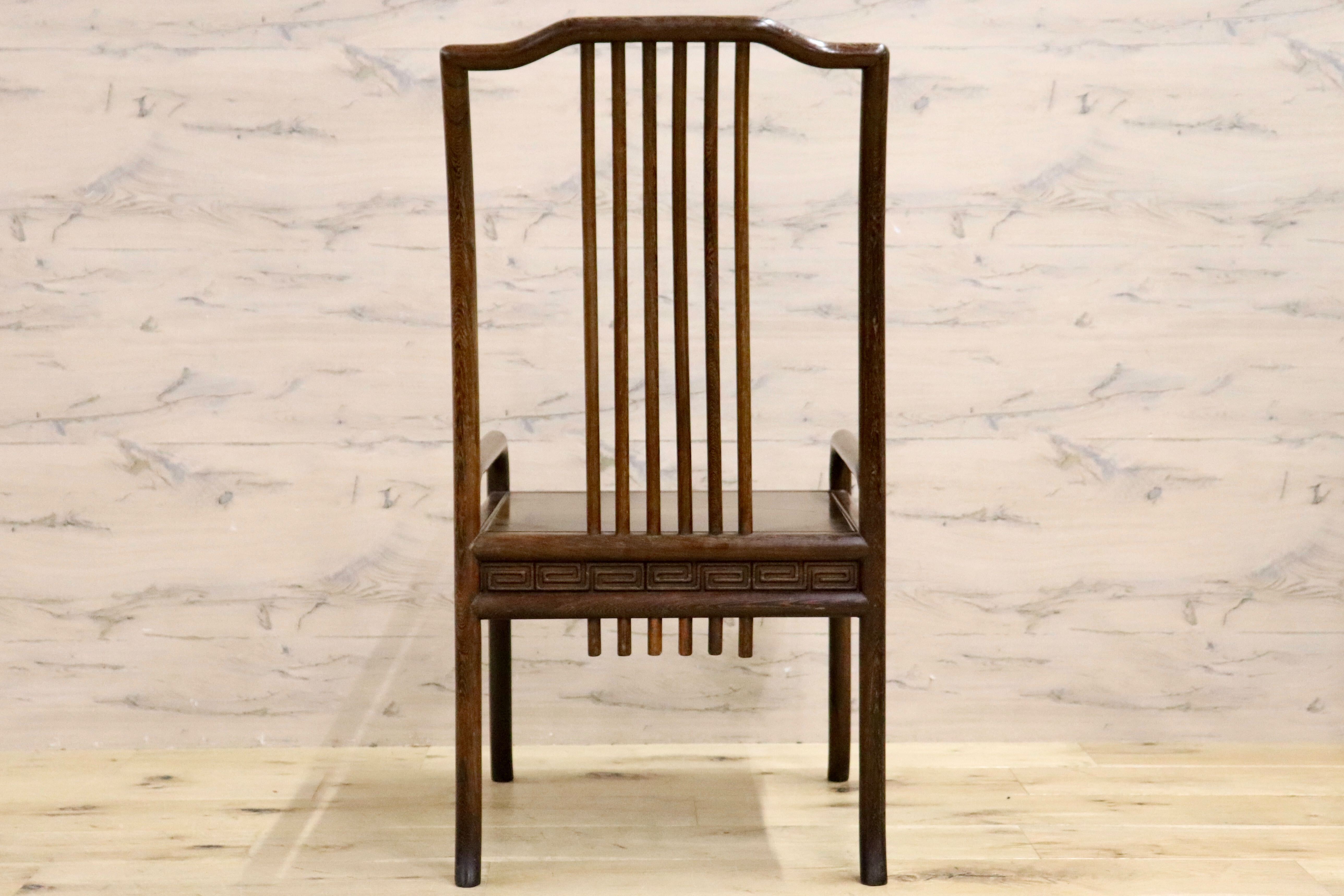 GMHS378D○唐木家具 鉄刀木 ダイニングチェア 食卓椅子 セミアームチェア アジアン ヴィンテージ オリエンタル 中国美術 椅子 木製家具