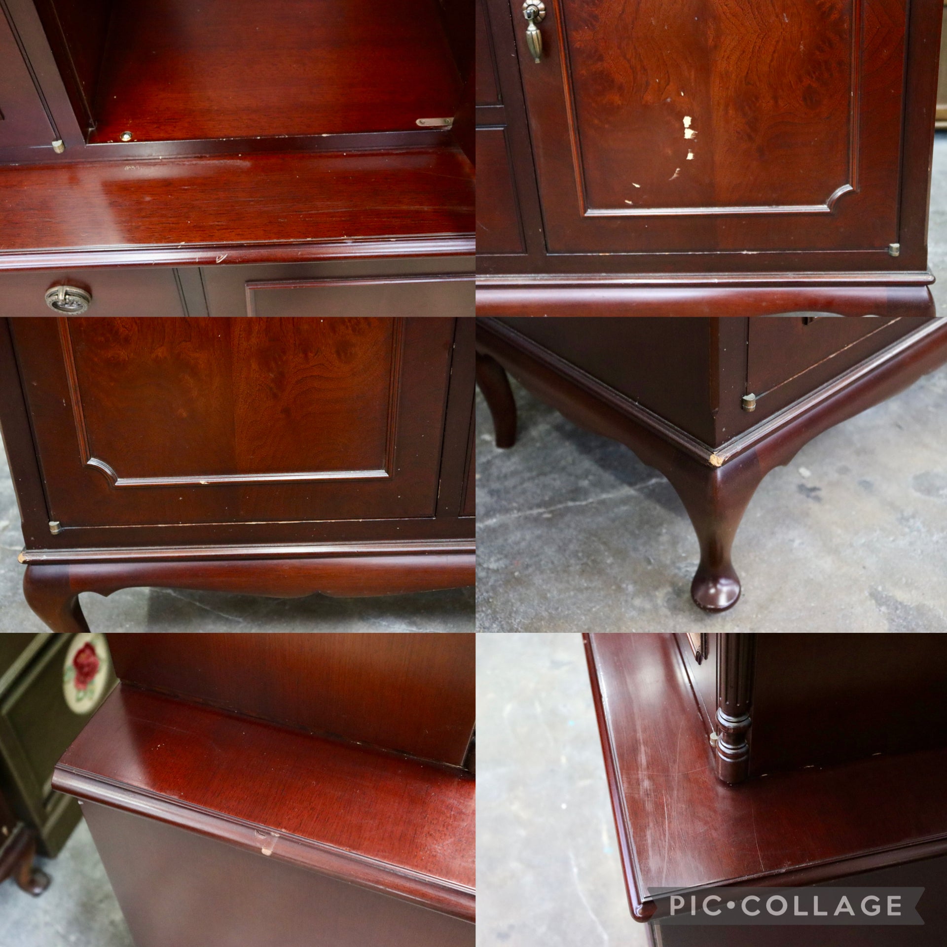 GMIH537○メープル不二屋 神戸元町欧風家具 大型カップボード キャビネット 食器棚 飾り棚 マホガニー材 クラシック アンティーク