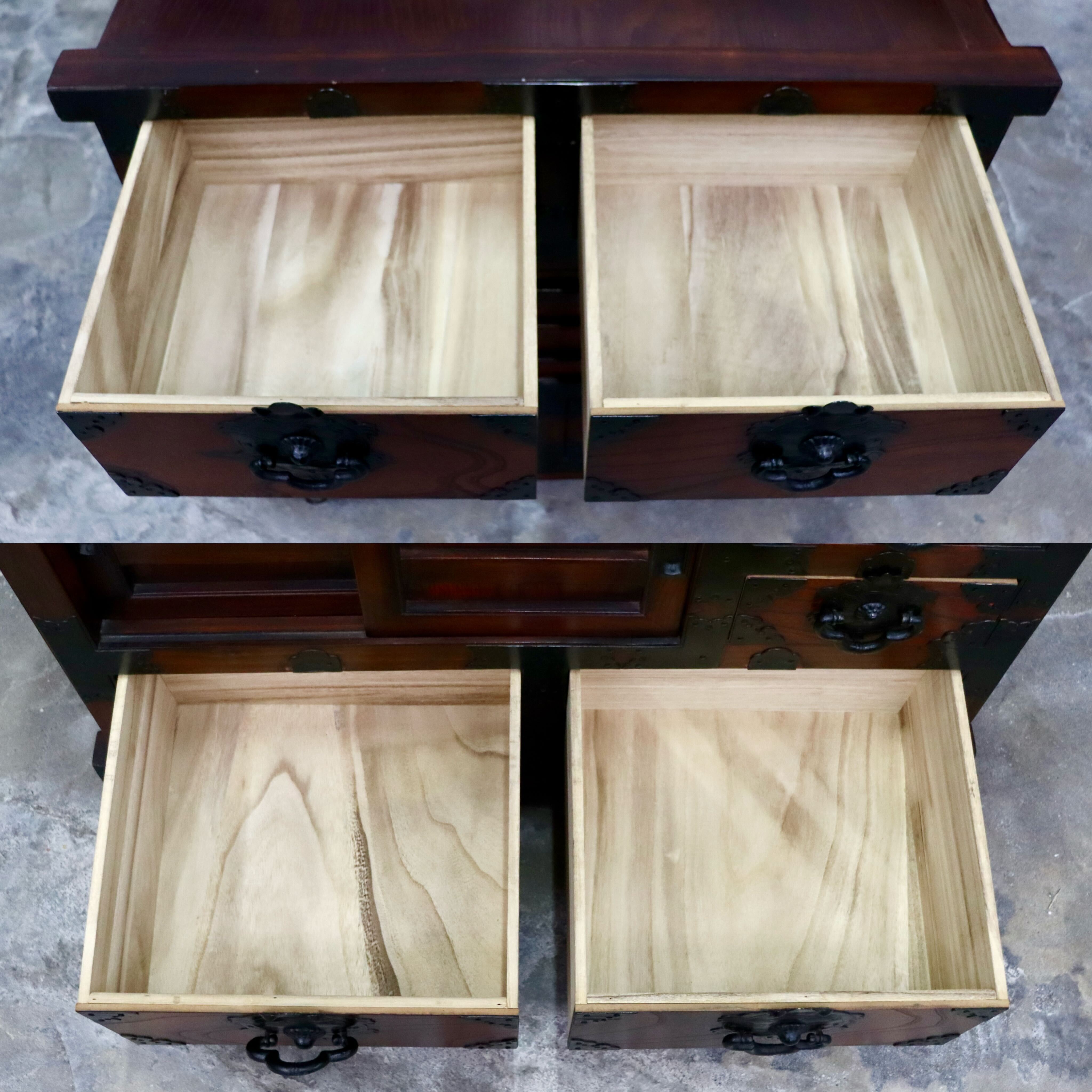 GMIS403○車箪笥 チェスト 整理箪笥 和モダン 古民家 レトロ 和家具 収納 引き出し 戸棚 アンティーク ヴィンテージ