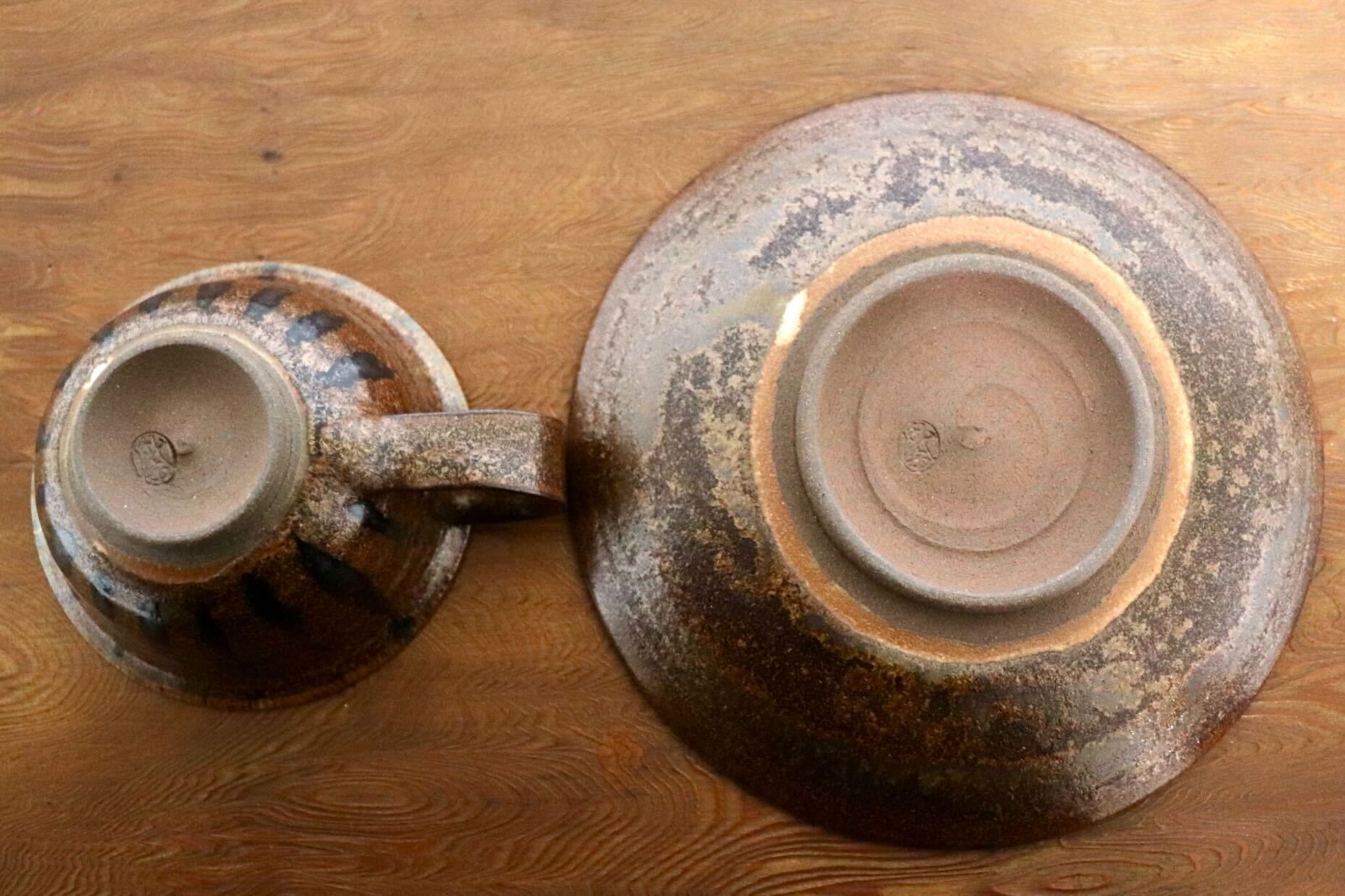 GMIO442○千代市陶房 清水千代市 丹波焼 紅茶碗皿 カップ&ソーサー ティーカップ 伝統工芸 未使用